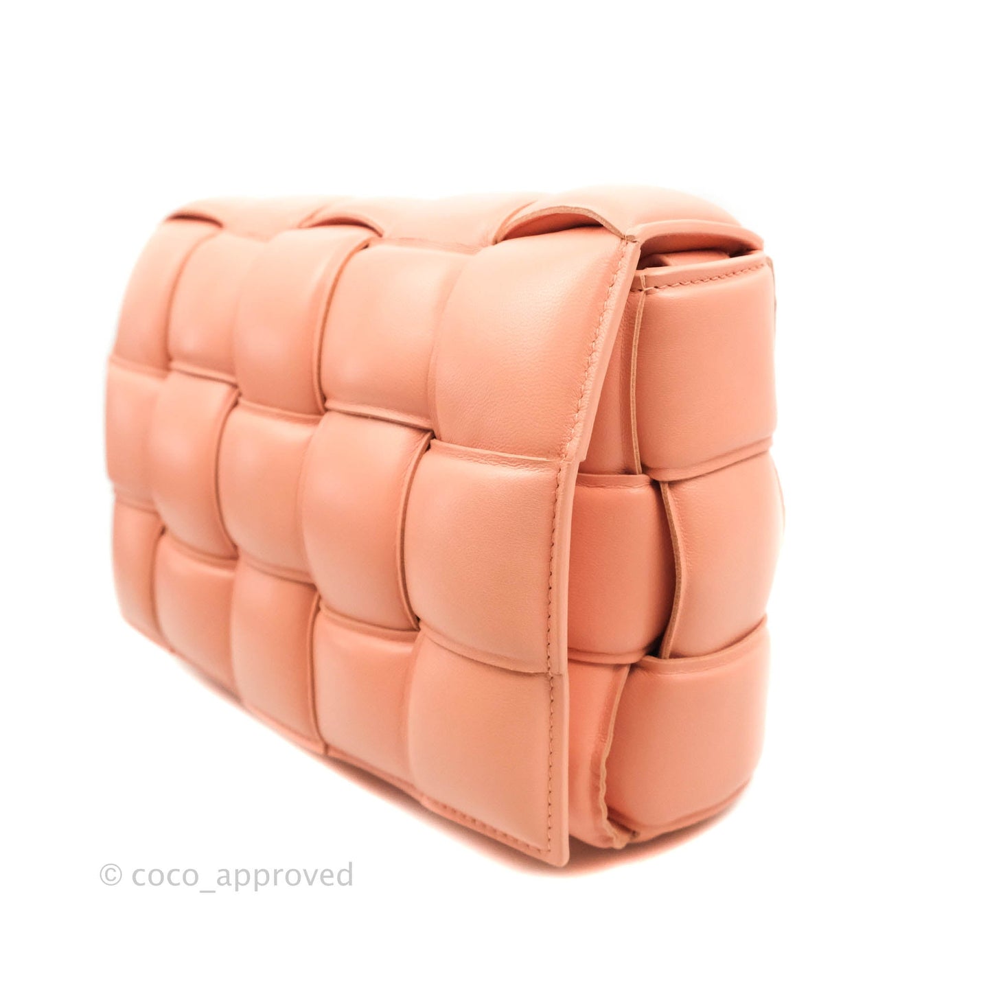 Bottega Veneta Padded Cassette Shoulder Bag Intrecciato Pink Lambskin Silver Hardware