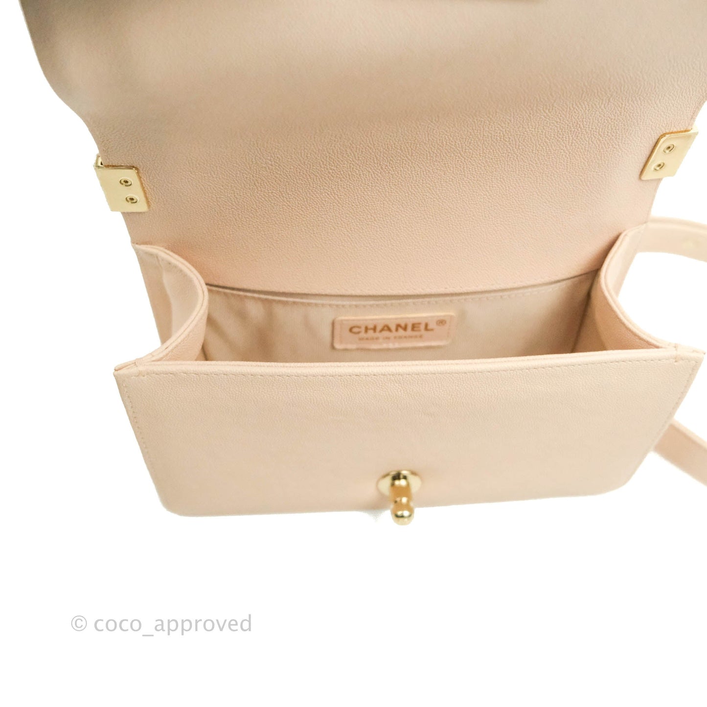 Chanel Small Boy Chevron Light Pink Caviar Gold Hardware
