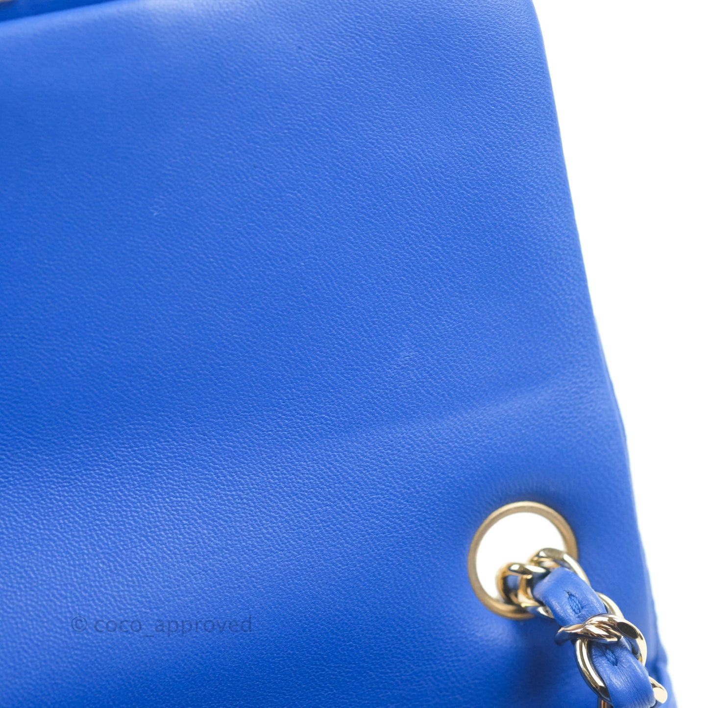 Chanel Mini Square Blue Lambskin Gold Hardware