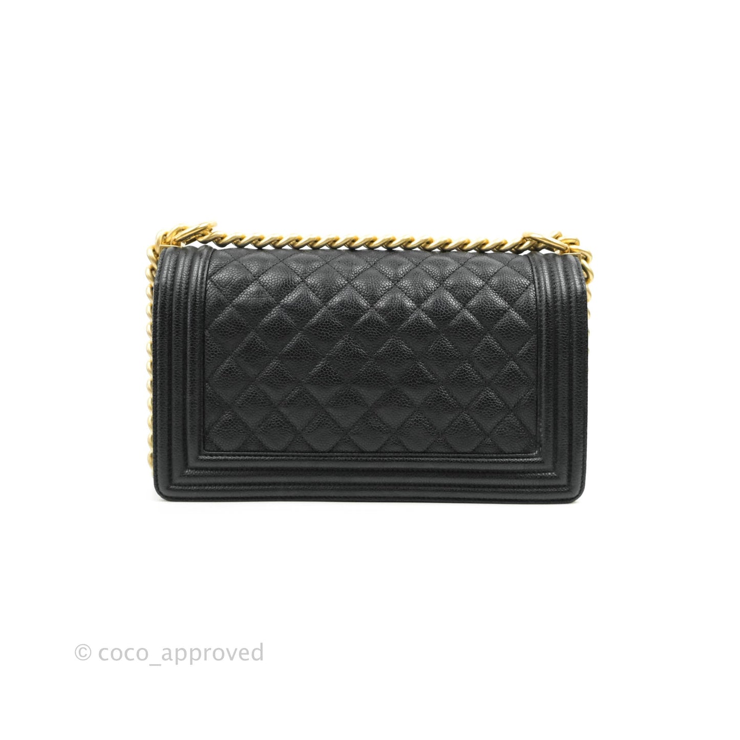 Chanel Medium Boy Quilted Black Caviar Aged Gold Hardware