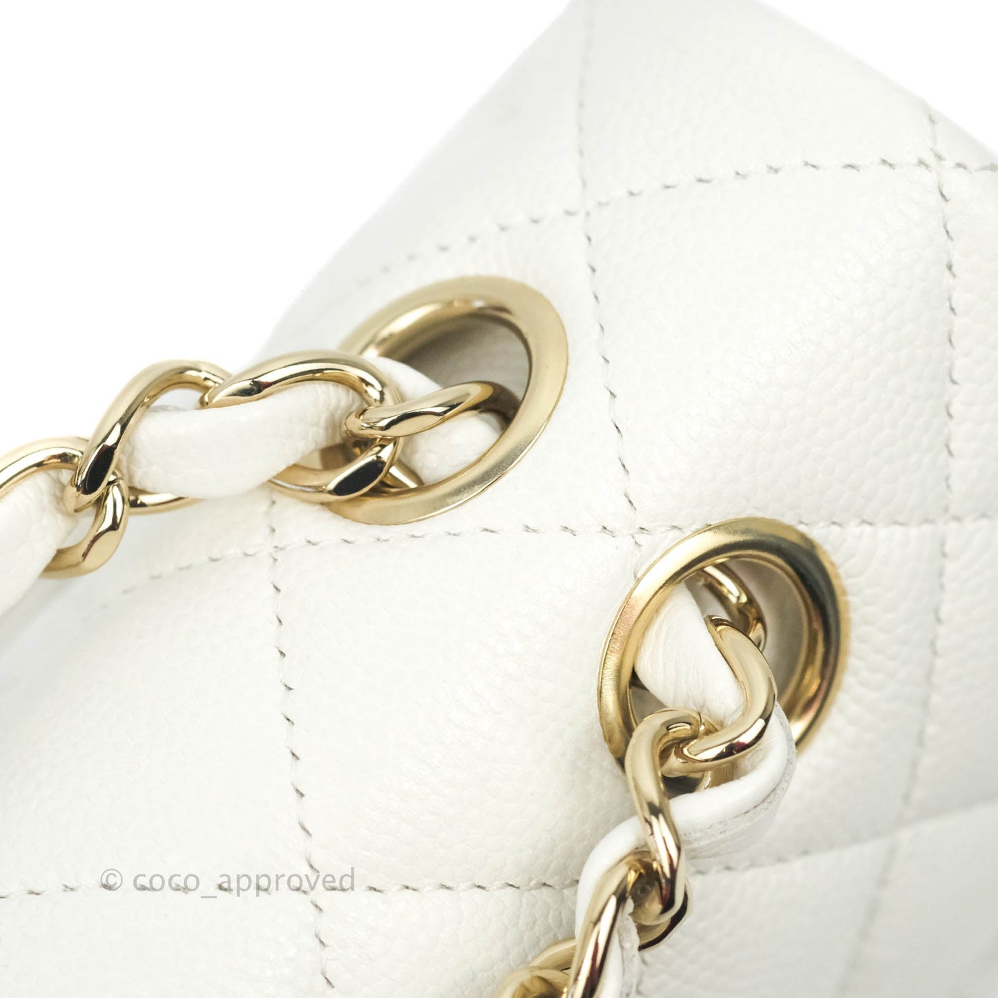 Chanel Small S/M Classic Quilted Flap White Caviar Gold Hardware