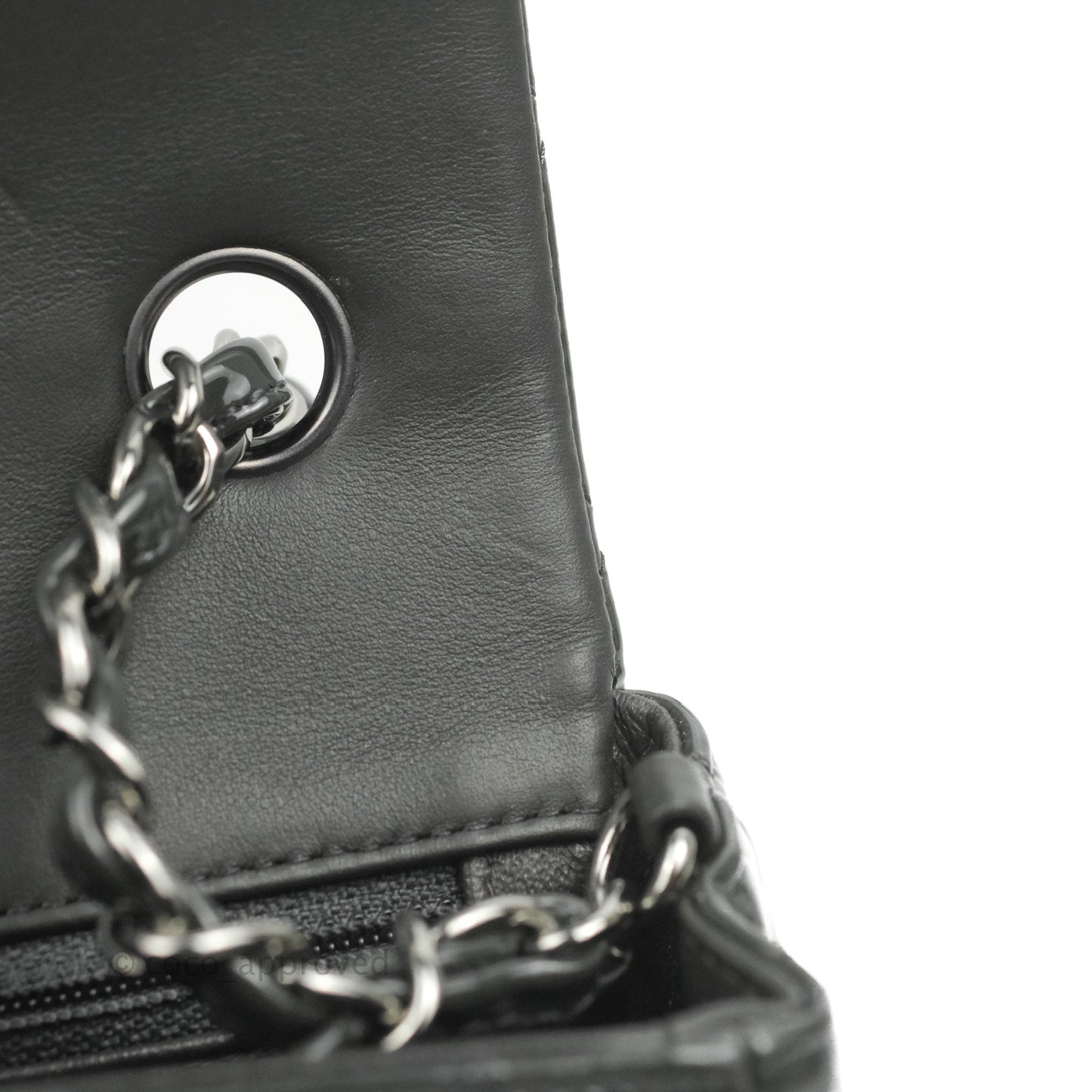 Chanel Quilted Mini Rectangular Dark Grey Patent Silver Hardware