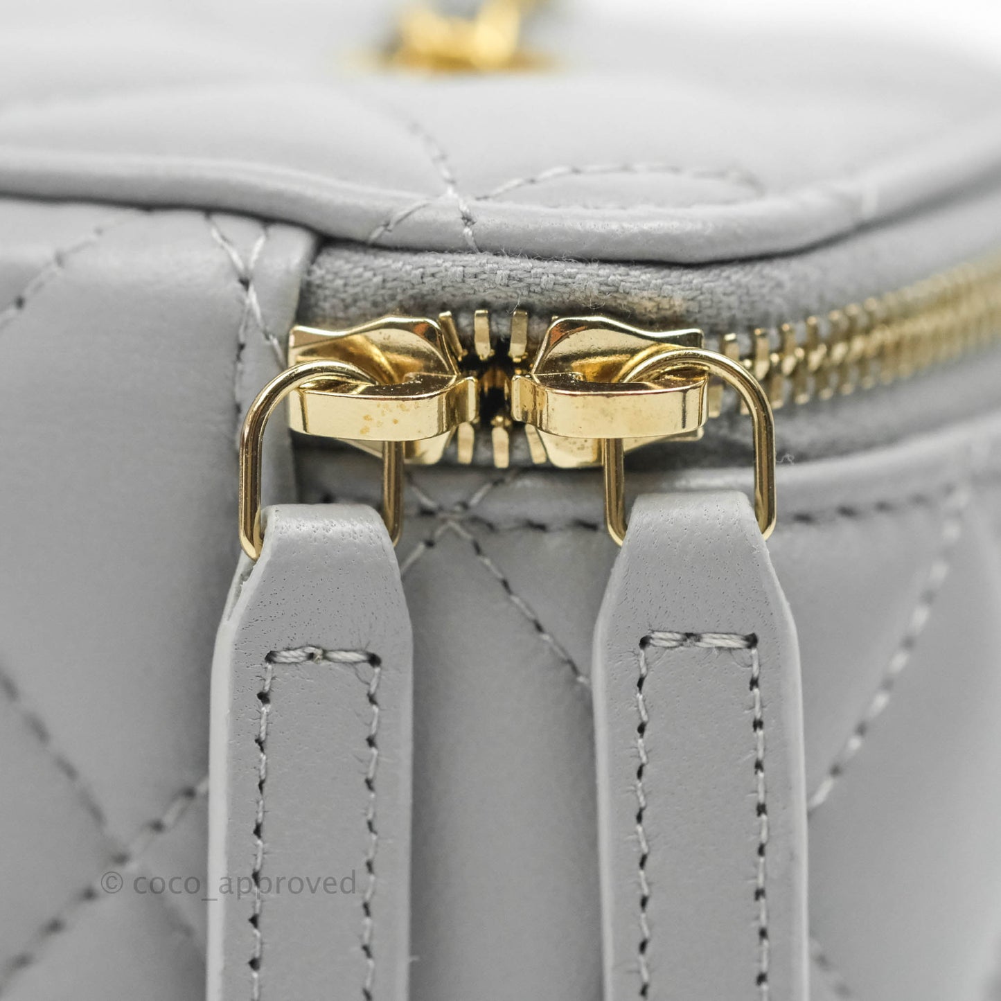 Chanel Vanity with Pearl Crush Chain Grey Lambskin Aged Gold Hardware