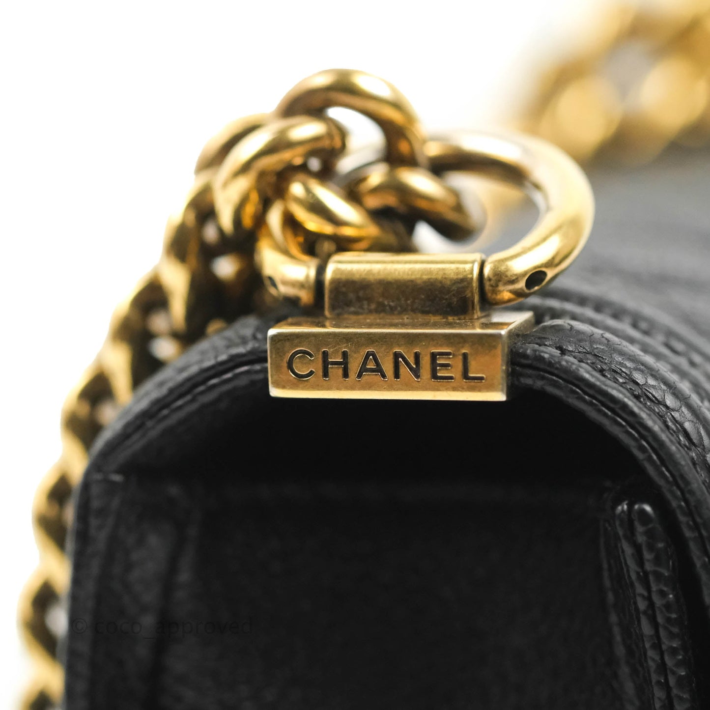 Chanel Quilted Small Boy Black Caviar Aged Gold Hardware
