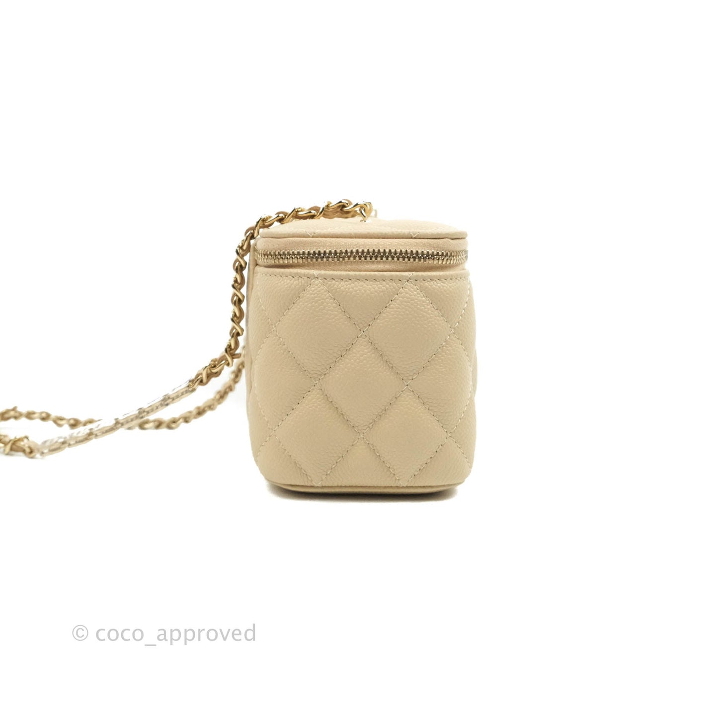 Chanel Vanity with CC Chain Light Beige Caviar Gold Hardware