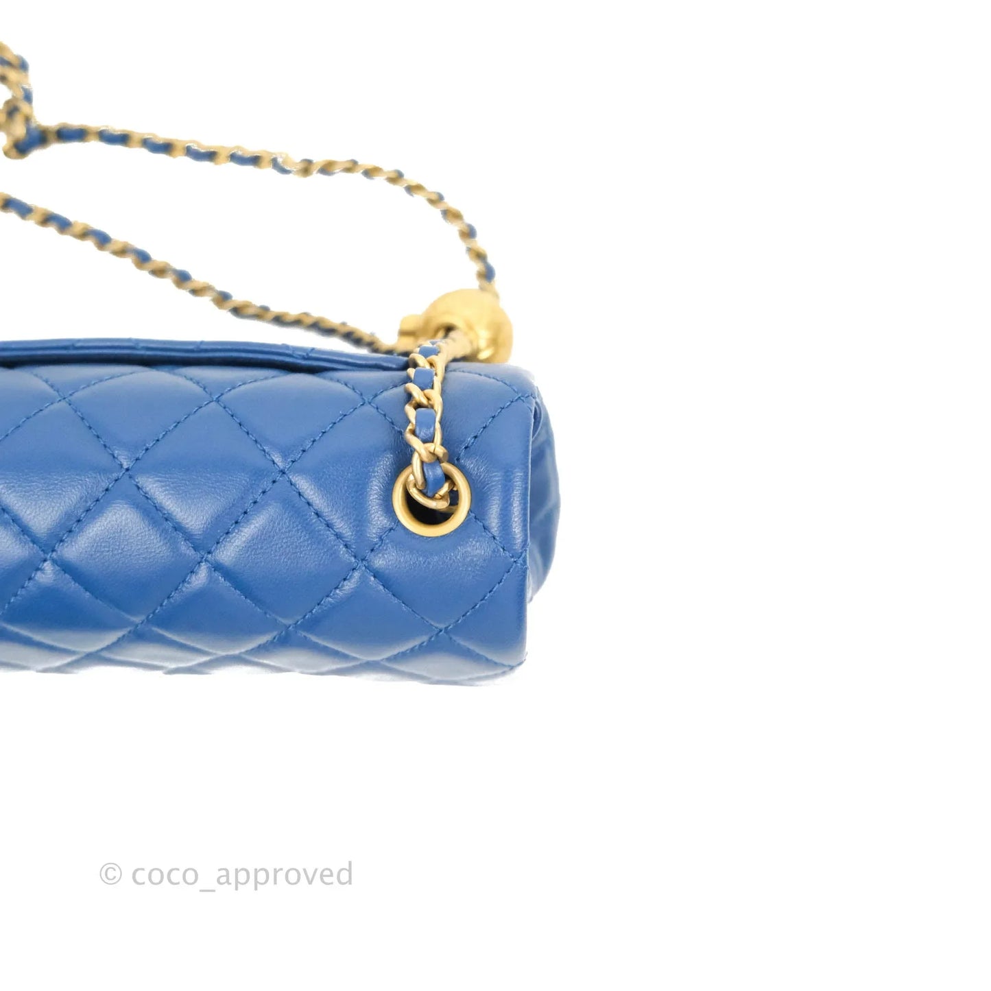 Chanel Quilted Mini Rectangular Pearl Crush Blue Lambskin Aged Gold Hardware
