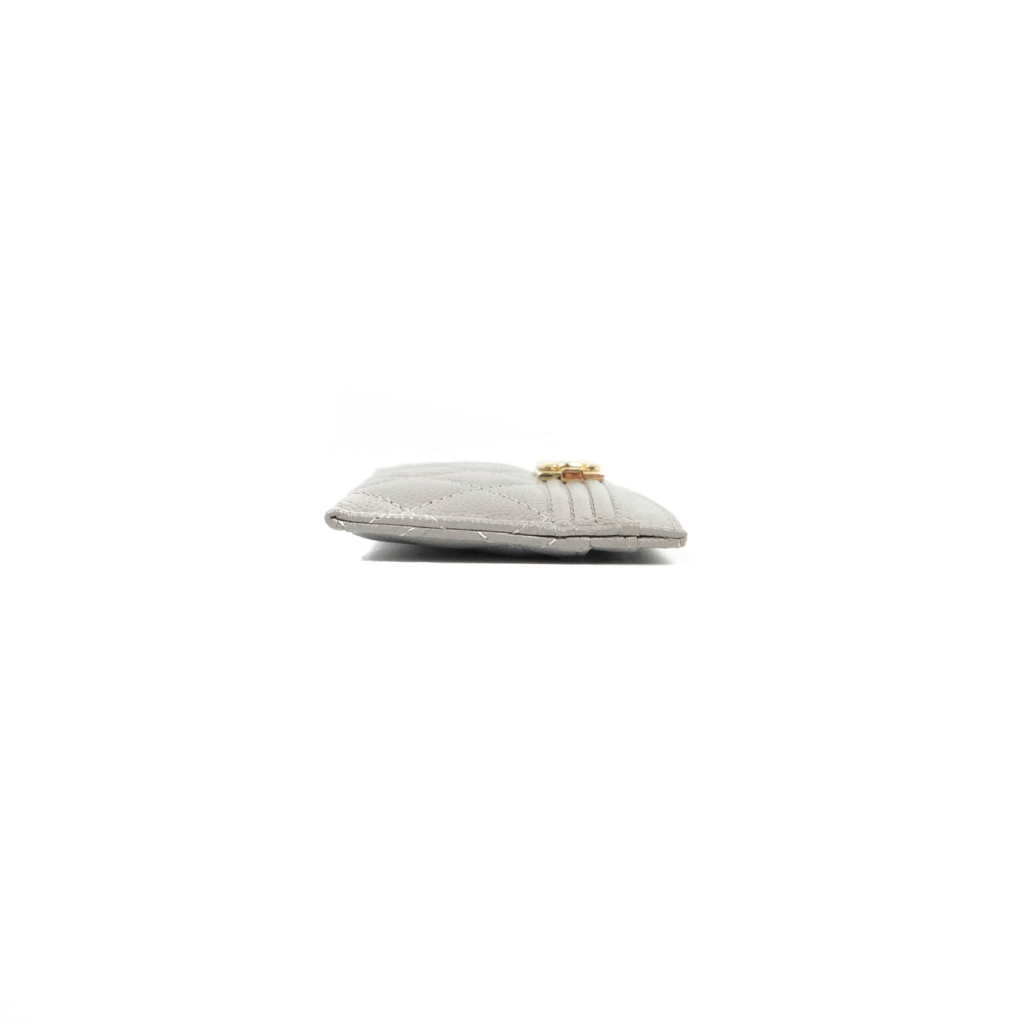 Chanel Quilted Boy Card Holder Grey Caviar Gold Hardware