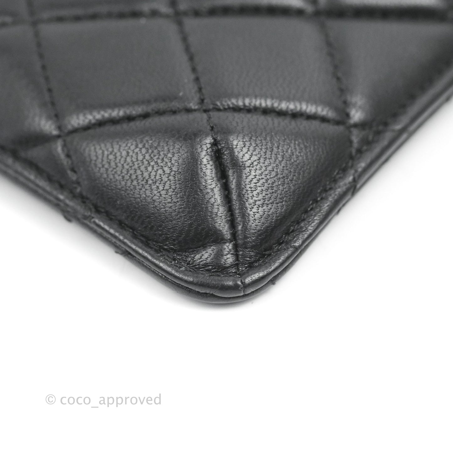 Chanel Black Lambskin Phone Holder Long Zip Wallet