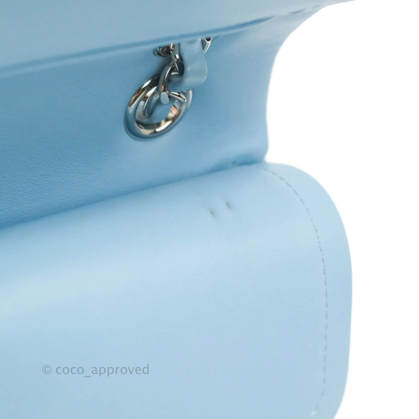 Chanel Medium Classic Double Flap Bag Blue Tweed Silver Hardware 19C