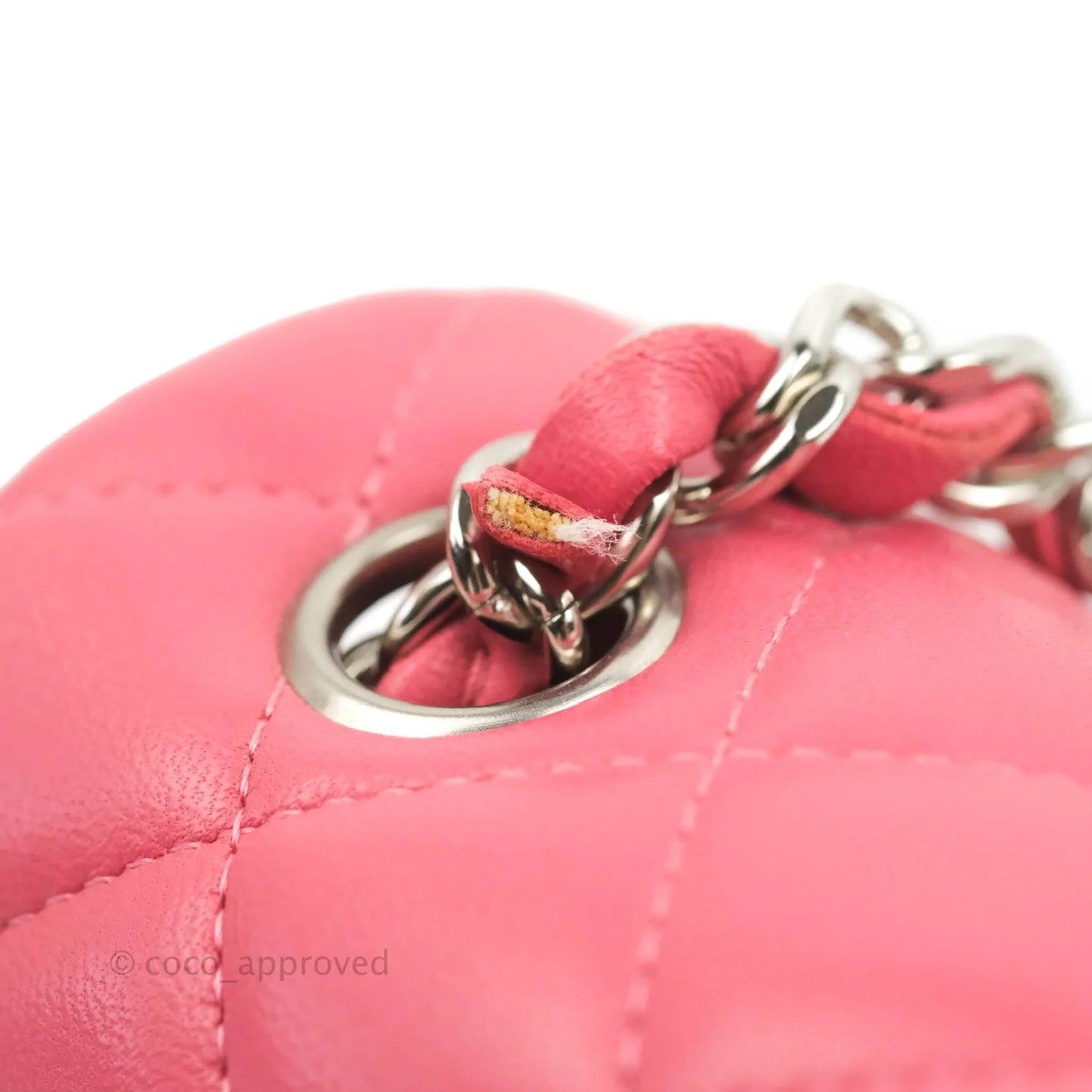 Chanel Quilted Mini Rectangular Flap Pink Lambskin Silver Hardware