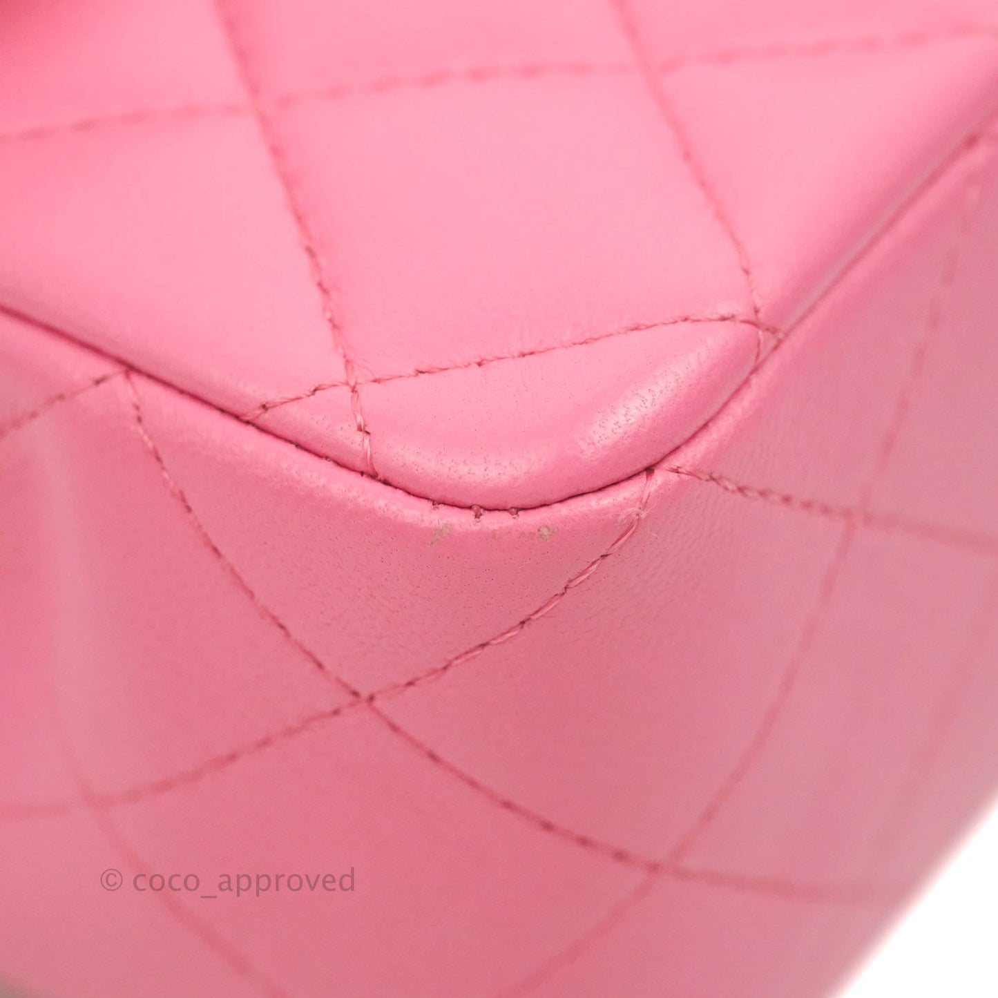 Chanel Mini Rectangular Pink Lambskin Rainbow Hardware