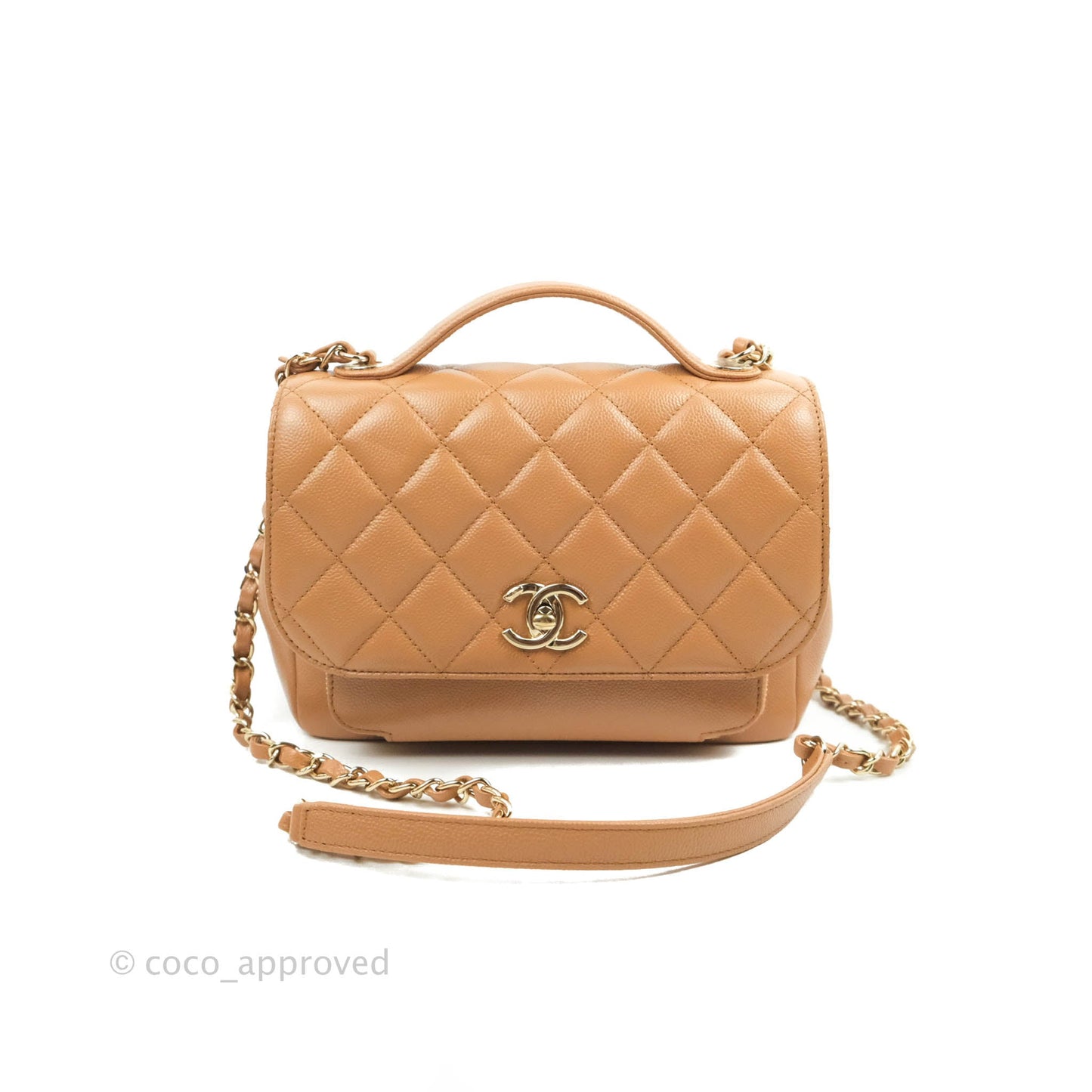 Chanel Quilted Medium Business Affinity Flap Caramel Caviar Gold Hardware 21P