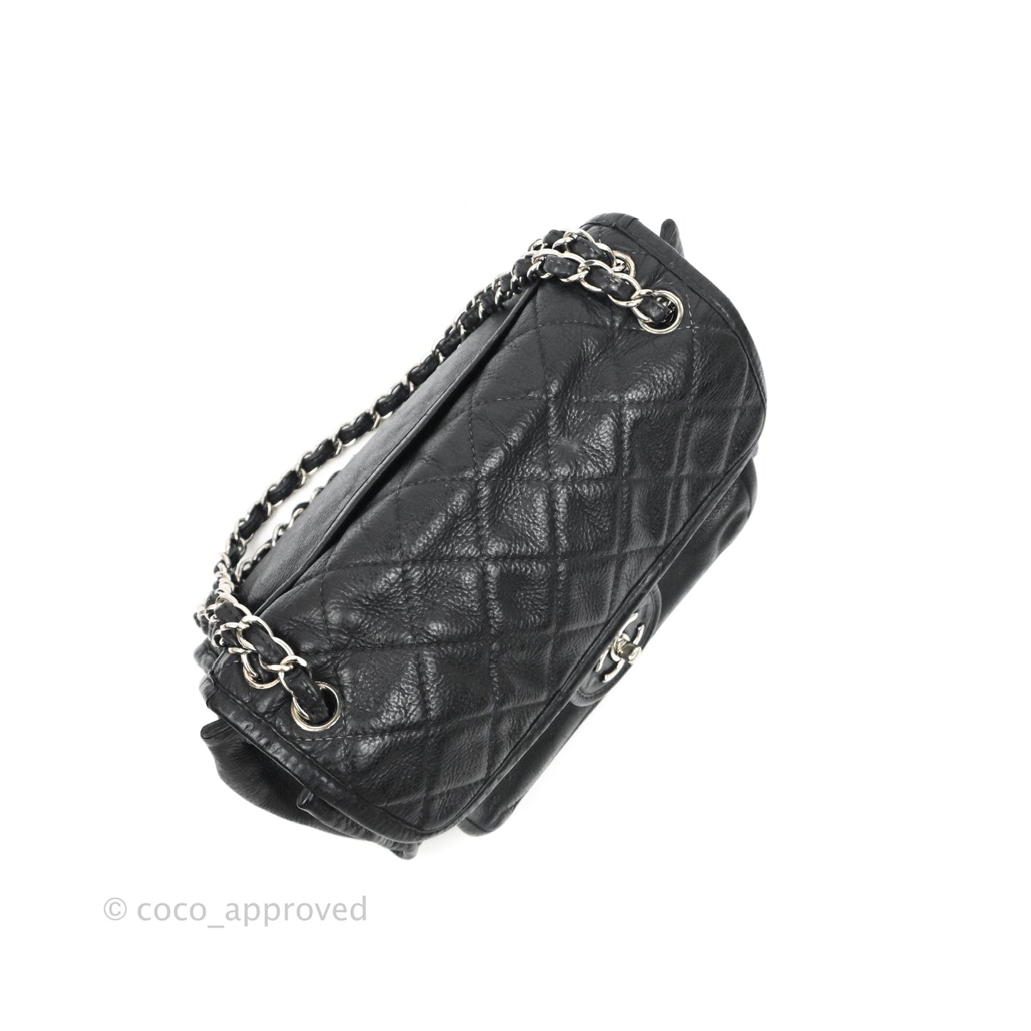 Chanel Flap Bag Black Calfskin Silver Hardware