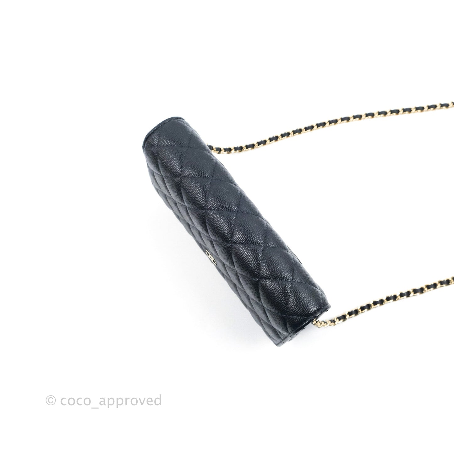Chanel Quilted Classic Wallet on Chain WOC Navy Caviar Gold Hardware