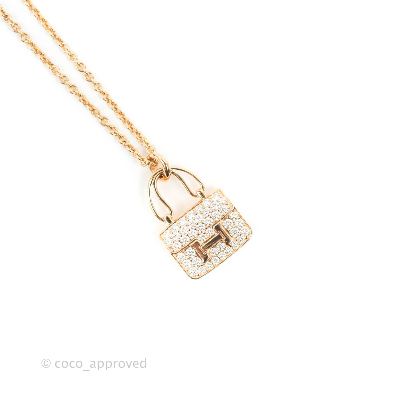 Hermès Constance Amulettes Diamonds Pendant Necklace Rose Gold