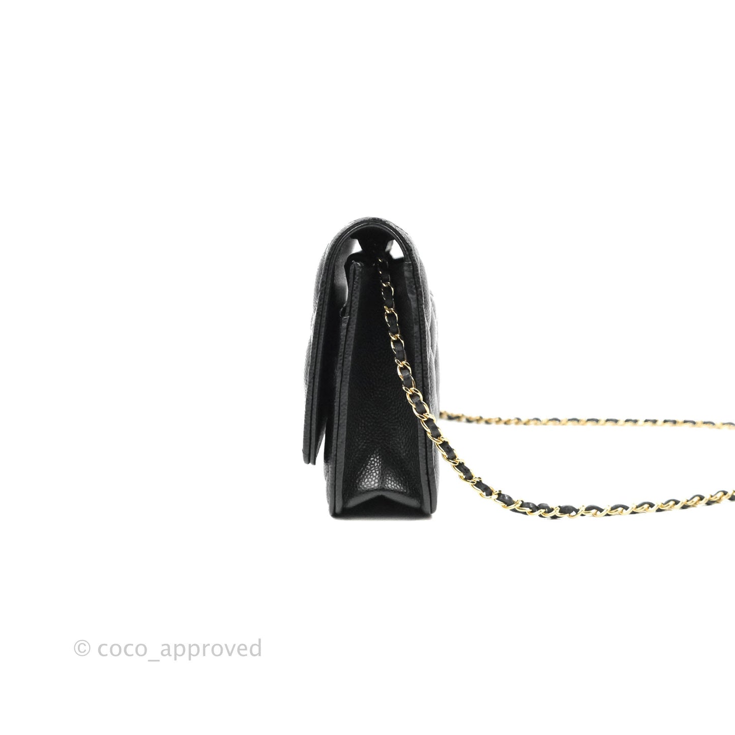 Chanel Quilted Wallet on Chain WOC CC Coco Chain Black Caviar Gold Hardware