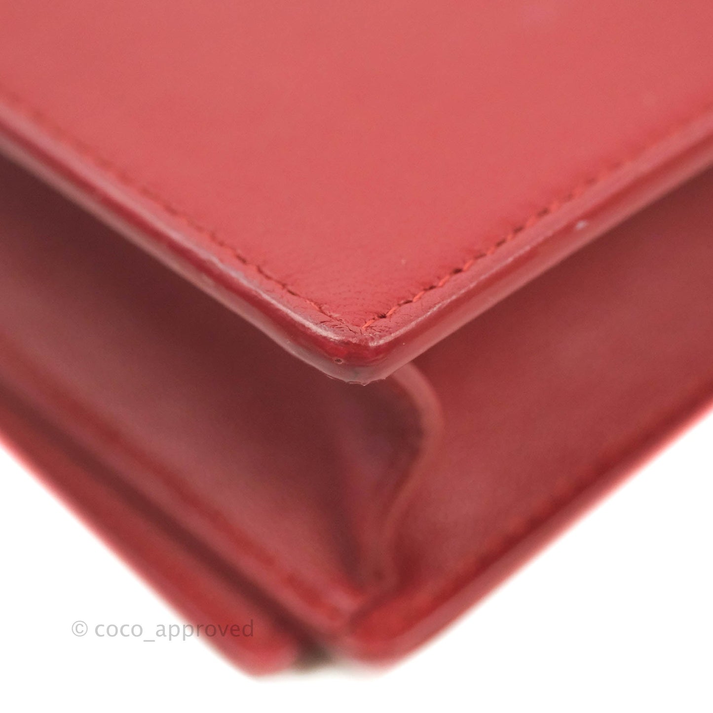 Celine Frame Evening Clutch On Chain Red Pink Smooth Lambskin Silver Hardware