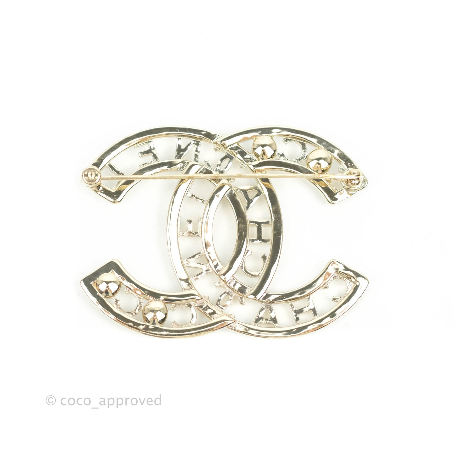 Chanel CC Pearl Crystal Brooch Gold Tone 20B