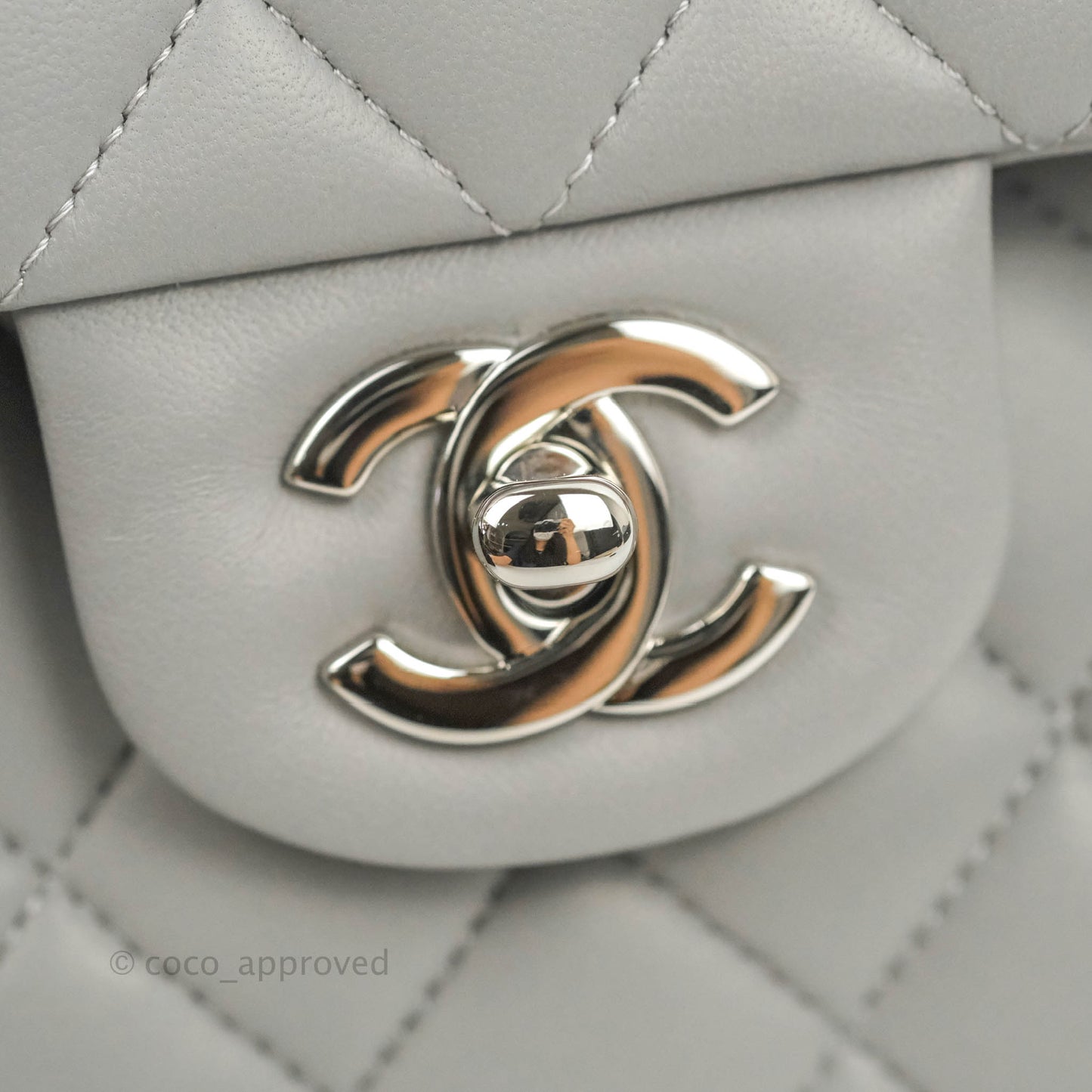 Chanel Small Classic Quilted Flap Grey Lambskin Silver Hardware
