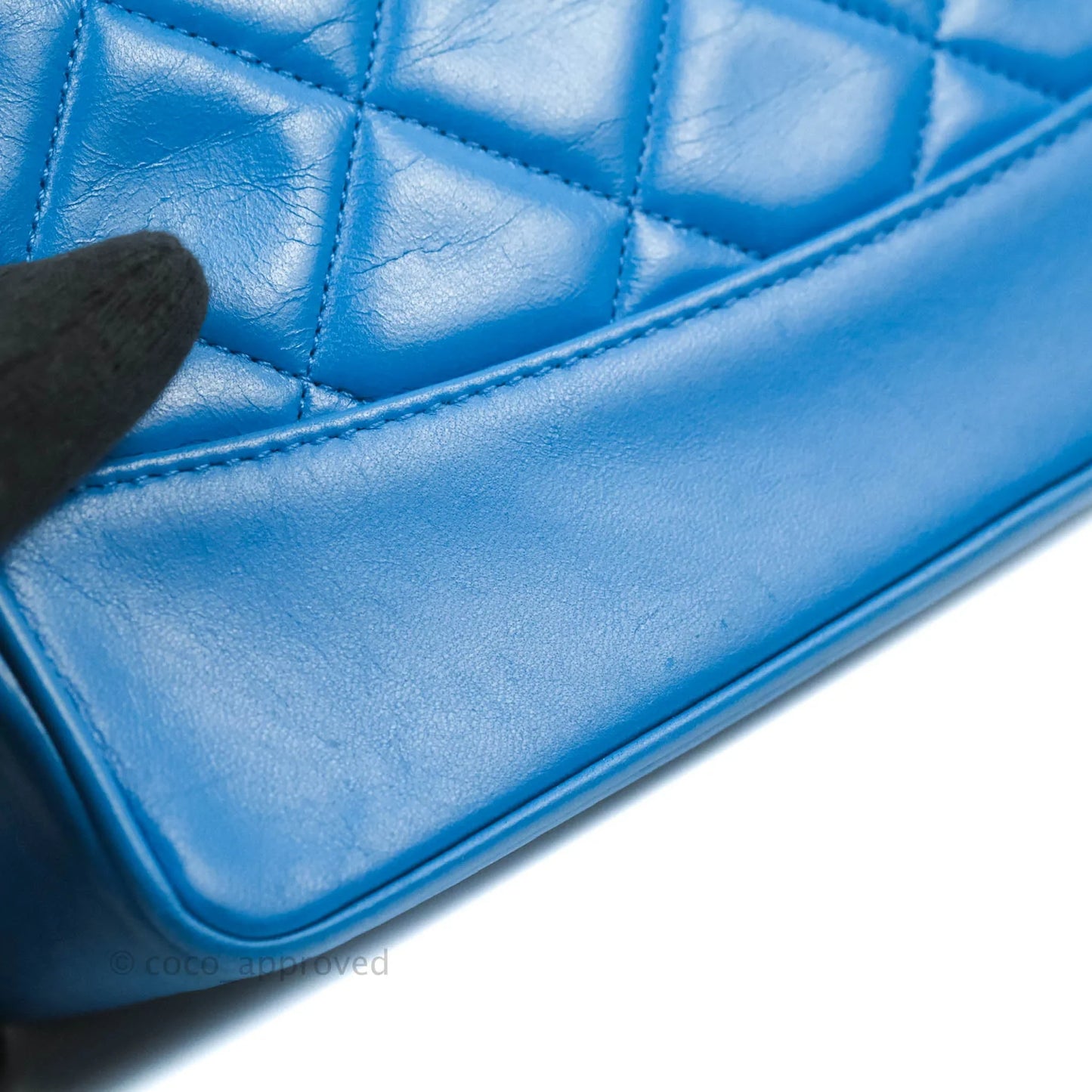 Chanel Vintage Trapezoid Flap Bag Blue Lambskin 24K Gold Hardware