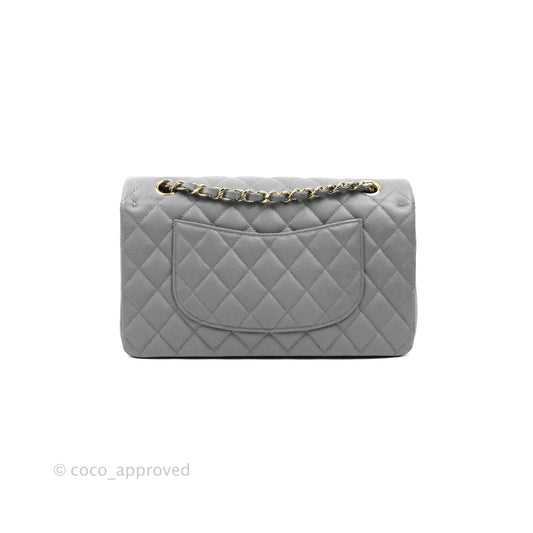 Chanel Classic Medium M/L Flap Dark Grey Caviar Gold Hardware 20C