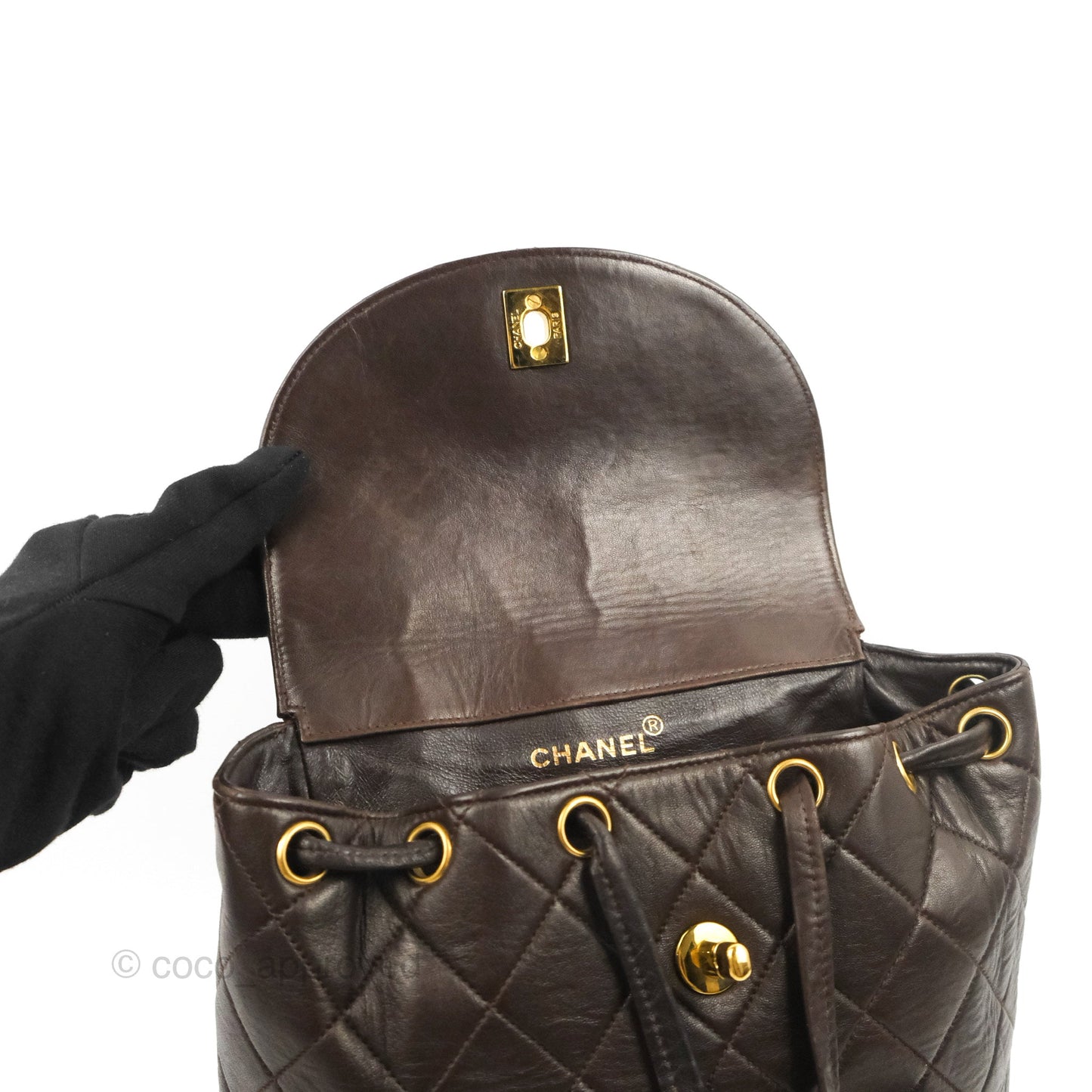 Chanel Vintage CC Duma Backpack Brown Lambskin 24K Gold Hardware