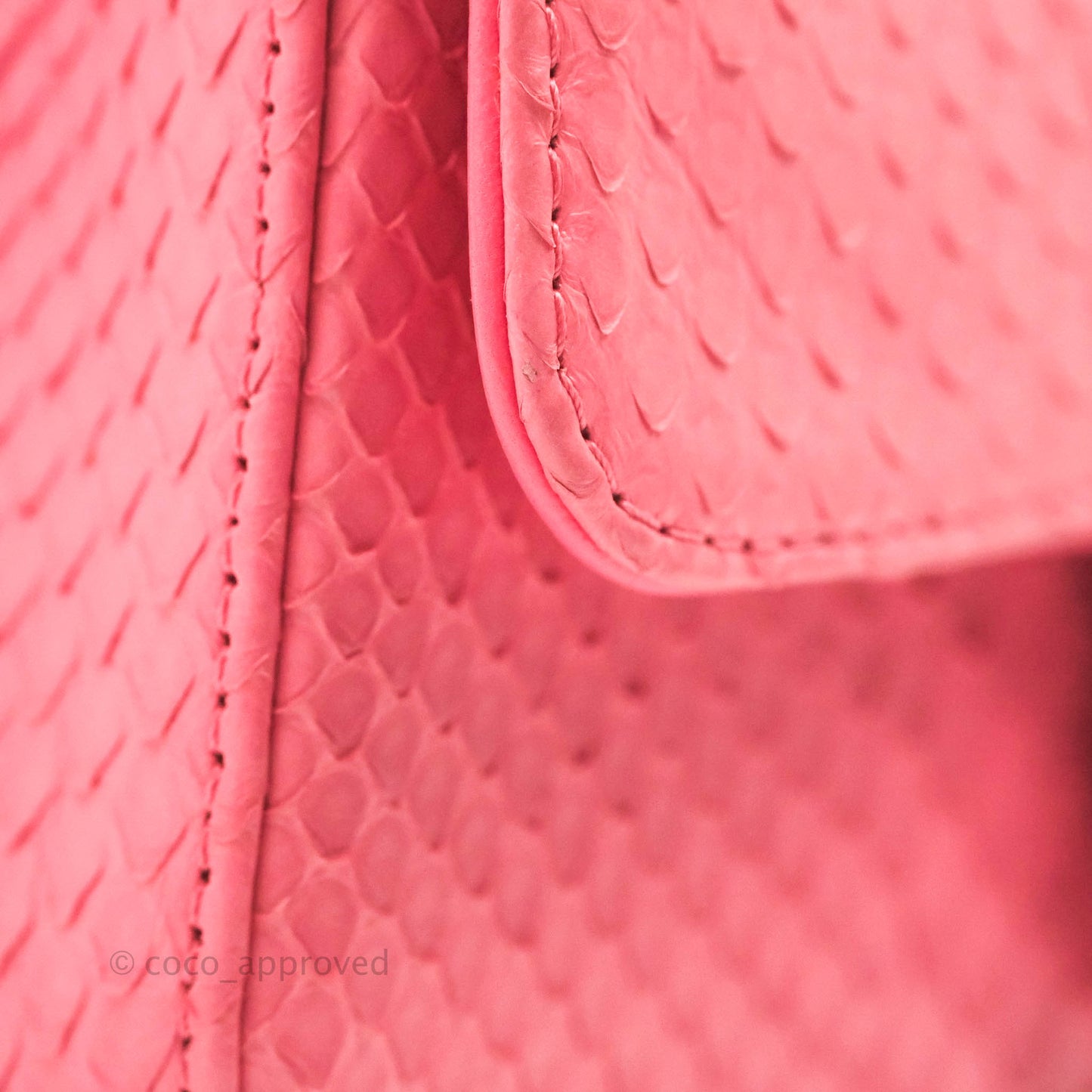 Chanel Quilted Mini Rectangular Python Pink Silver Hardware