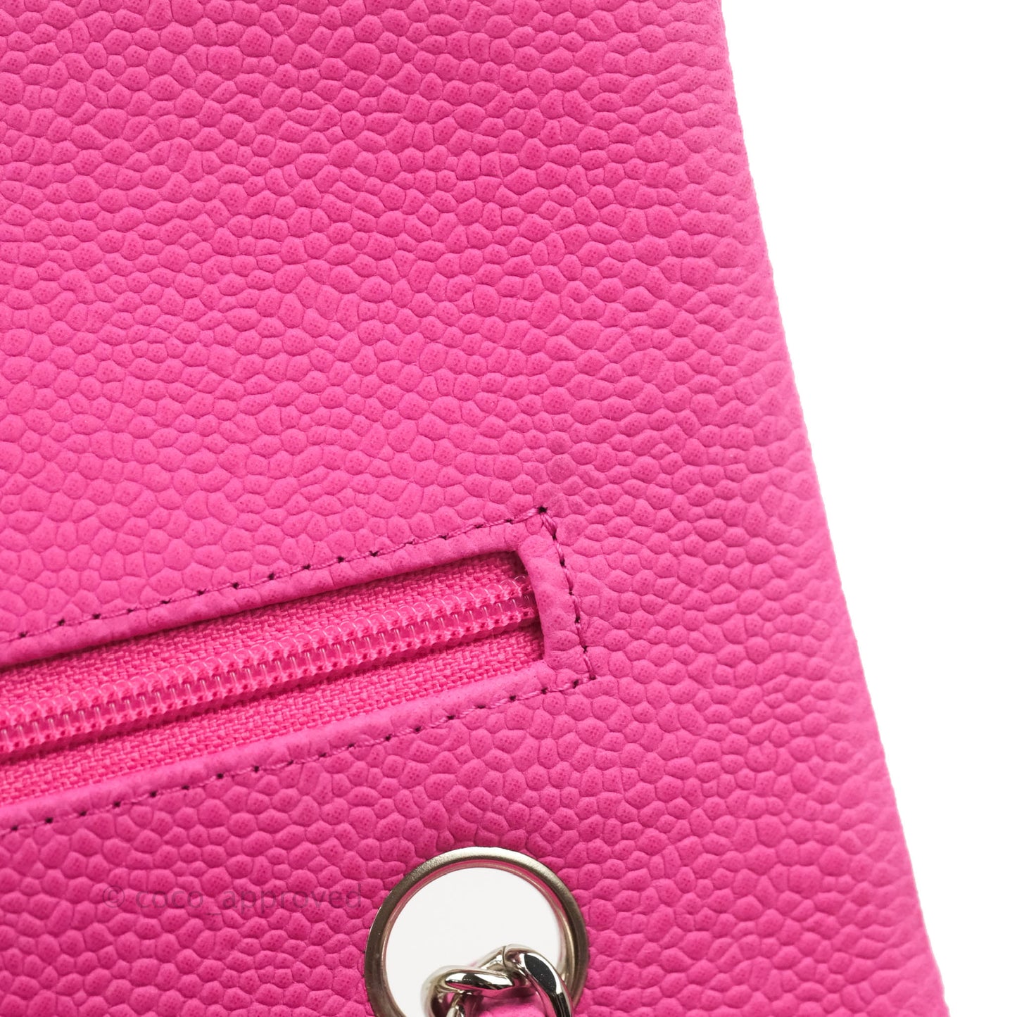 Chanel Classic M/L Medium Flap Quilted Pink Matte Caviar Silver Hardware