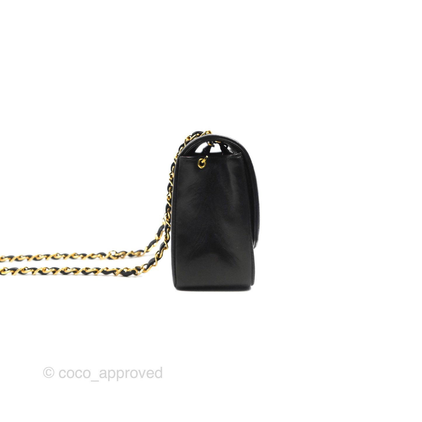Chanel Vintage Small Quilted Classic Diana Flap Bag Black Lambskin 24K Gold Hardware