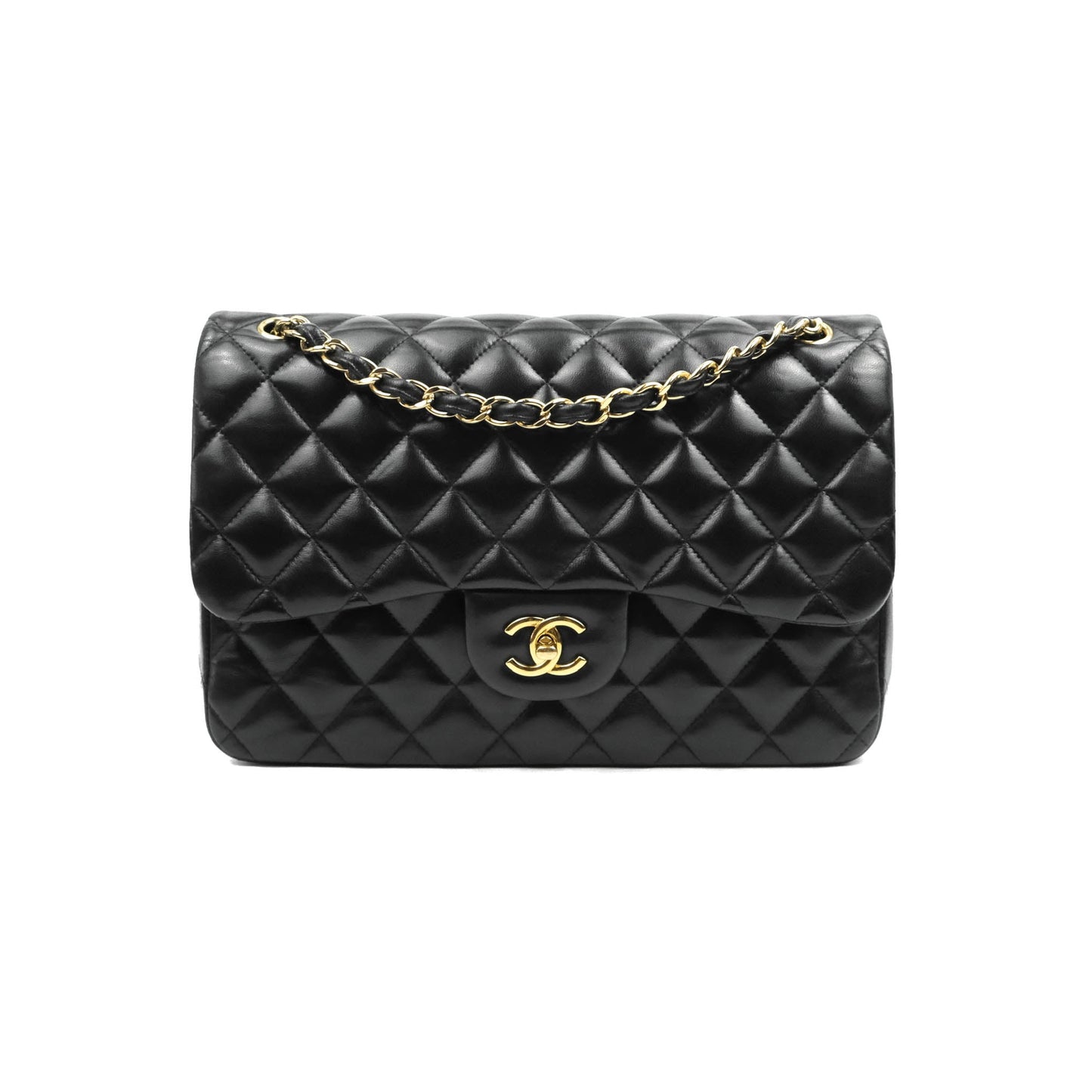 Chanel Jumbo Double Flap Black Lambskin Gold Hardware