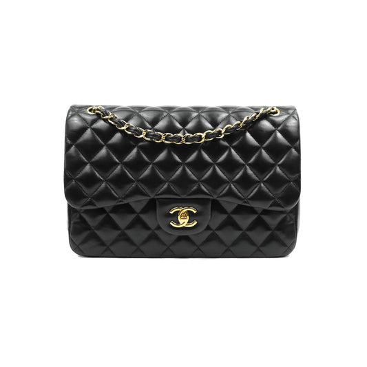Chanel Jumbo Double Flap Black Lambskin Gold Hardware
