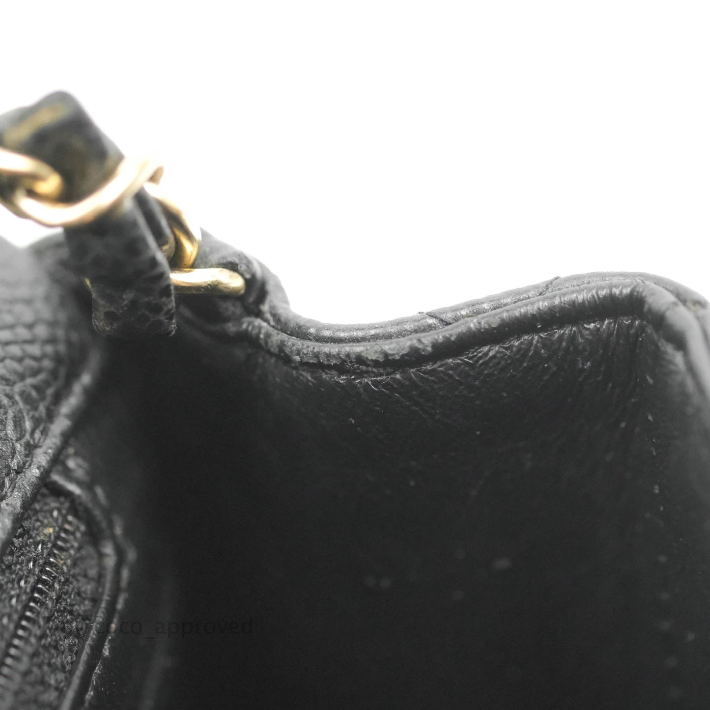 Chanel Quilted Mini Square Flap Bag Pearly Black Caviar Matte Gold Hardware