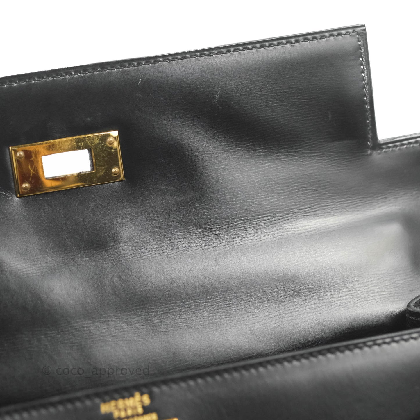 Hermès Kelly 28 Vintage Sellier Black Box Leather Gold Hardware
