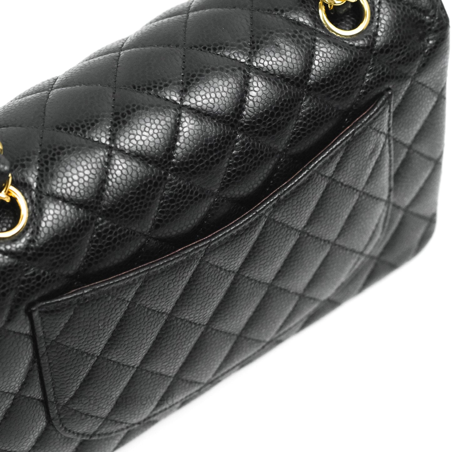 Chanel S/M Small Classic Quilted Flap Black Caviar Gold Hardware