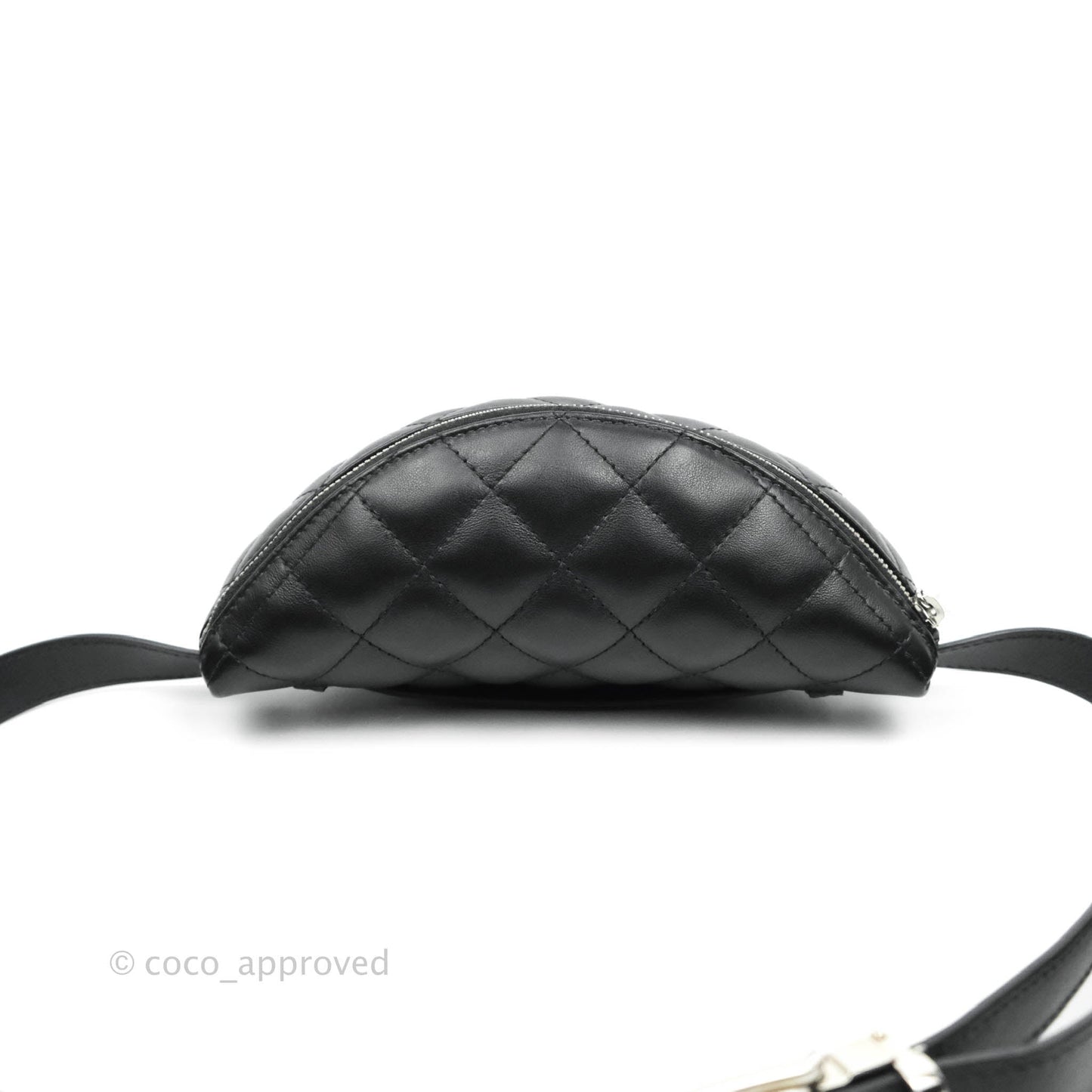 Chanel Quilted Belt Bum Bag Black Calfskin Silver Hardware (Uniform)