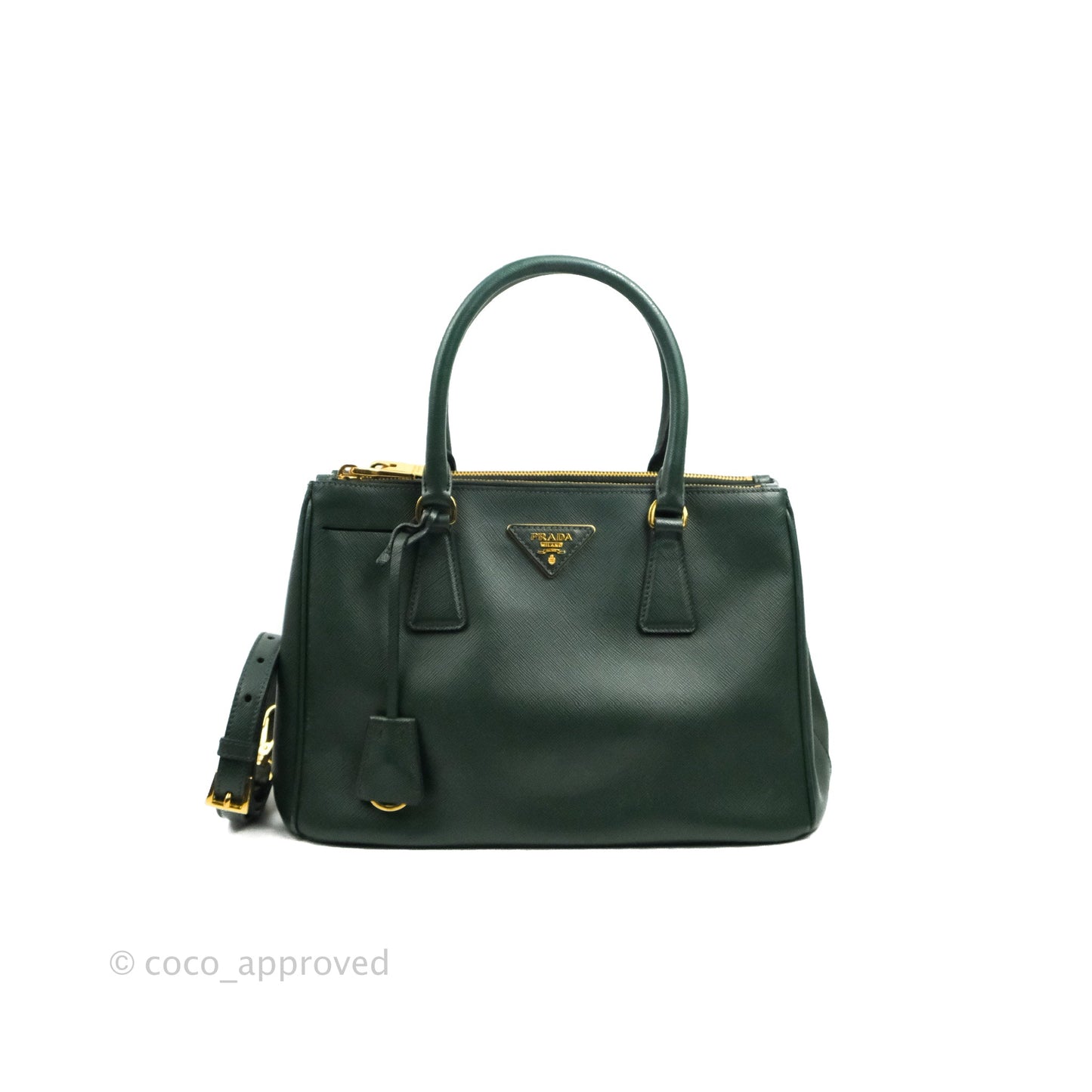 Prada Small Saffiano Lux Galleria Bag Emerald