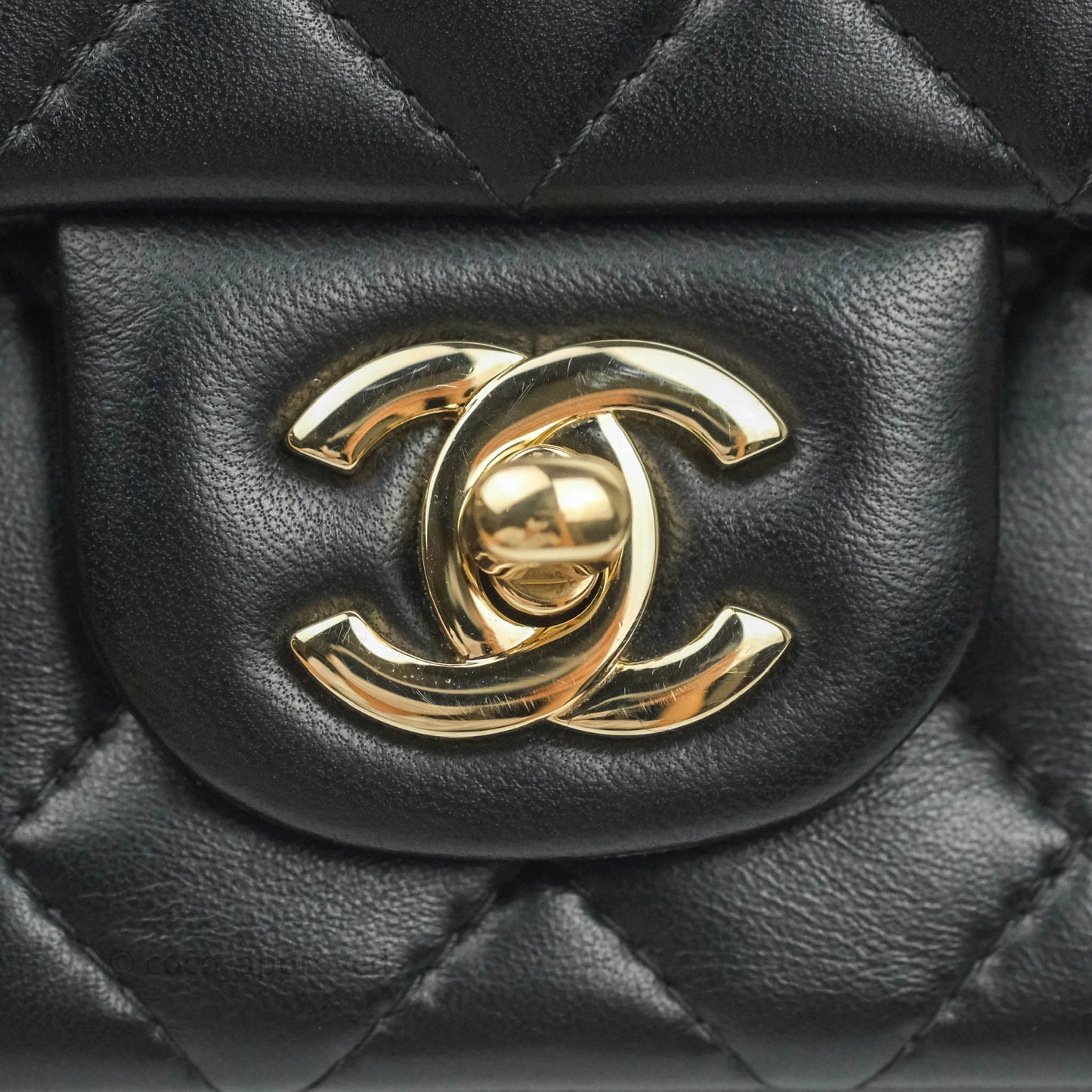 Chanel Quilted Mini Rectangular Black Lambskin Gold Hardware