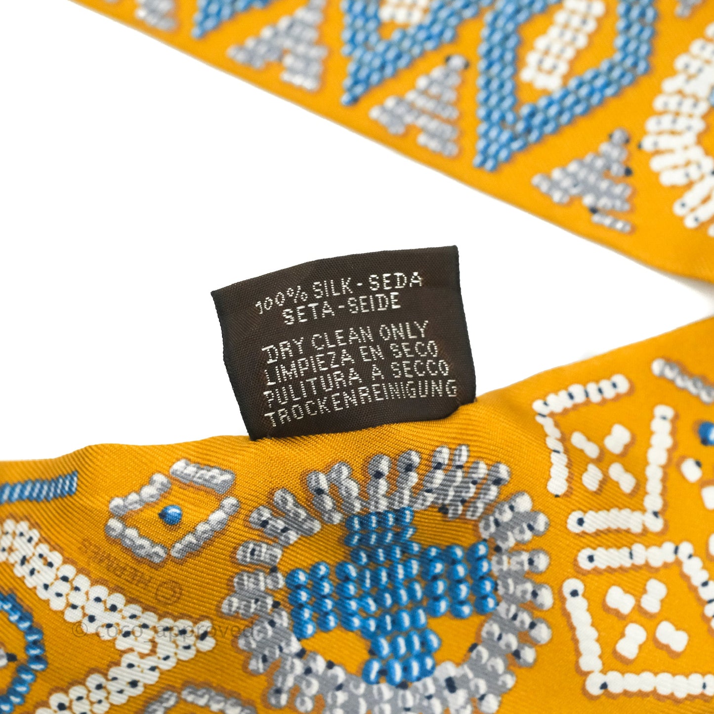 Hermes Silk Kelly En Perles Twilly Miel Bleu /Jean Cream