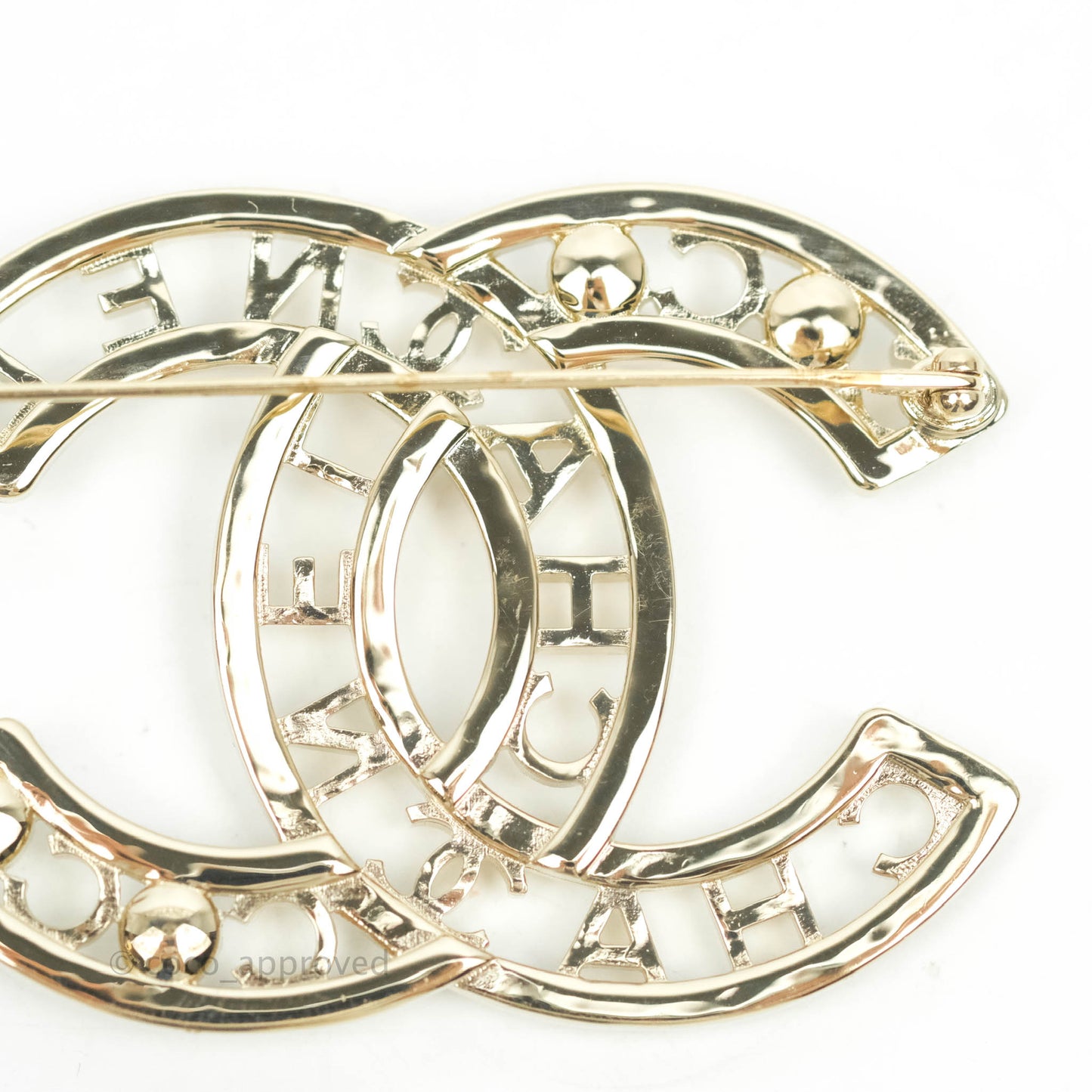 Chanel CC Pearl Crystal Brooch Gold Tone 20B