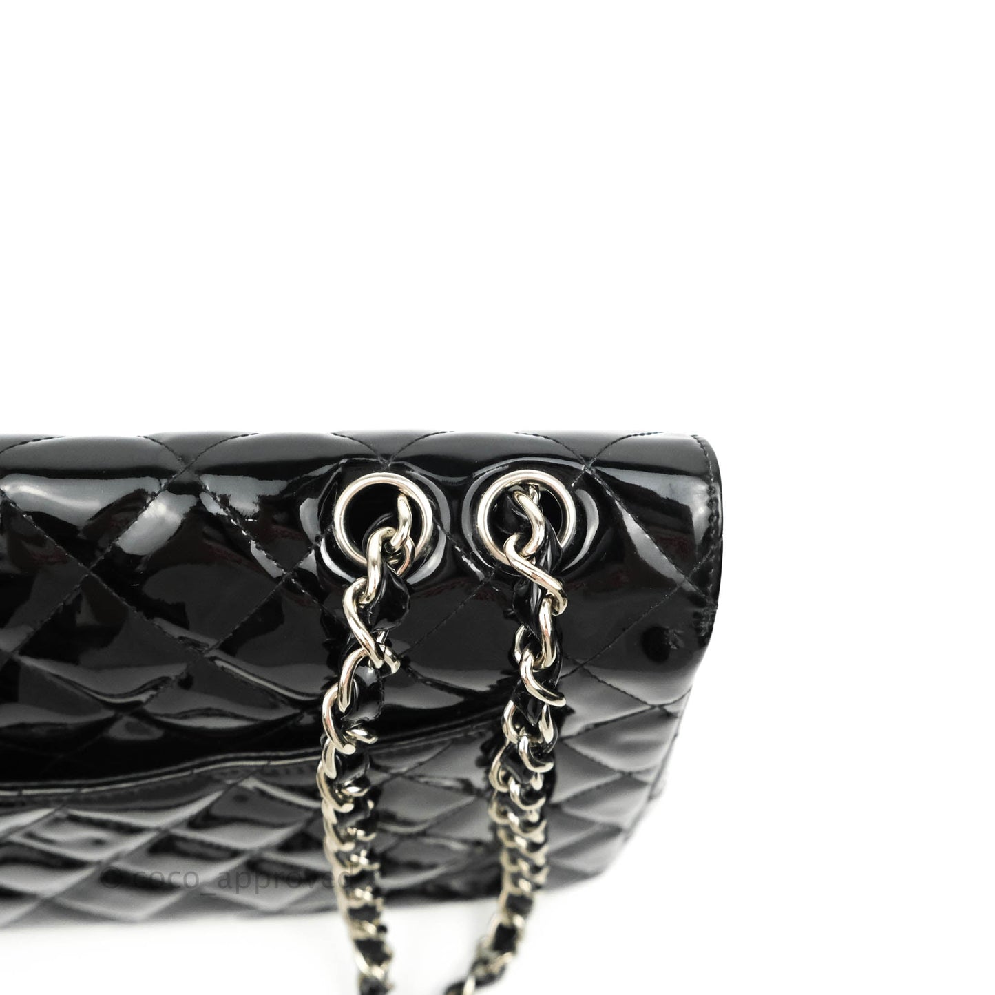 Chanel Jumbo Single Flap Black Patent Silver Hardware⁣⁣