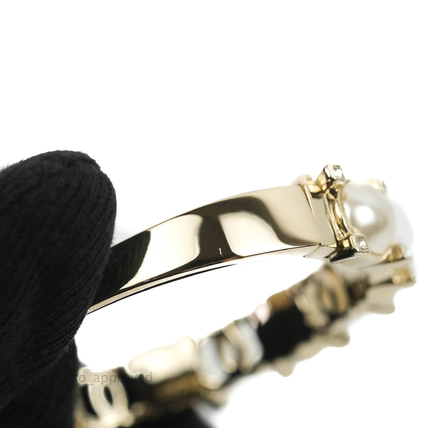 Chanel CC Crystal Pearl Bracelet Gold Tone 21A