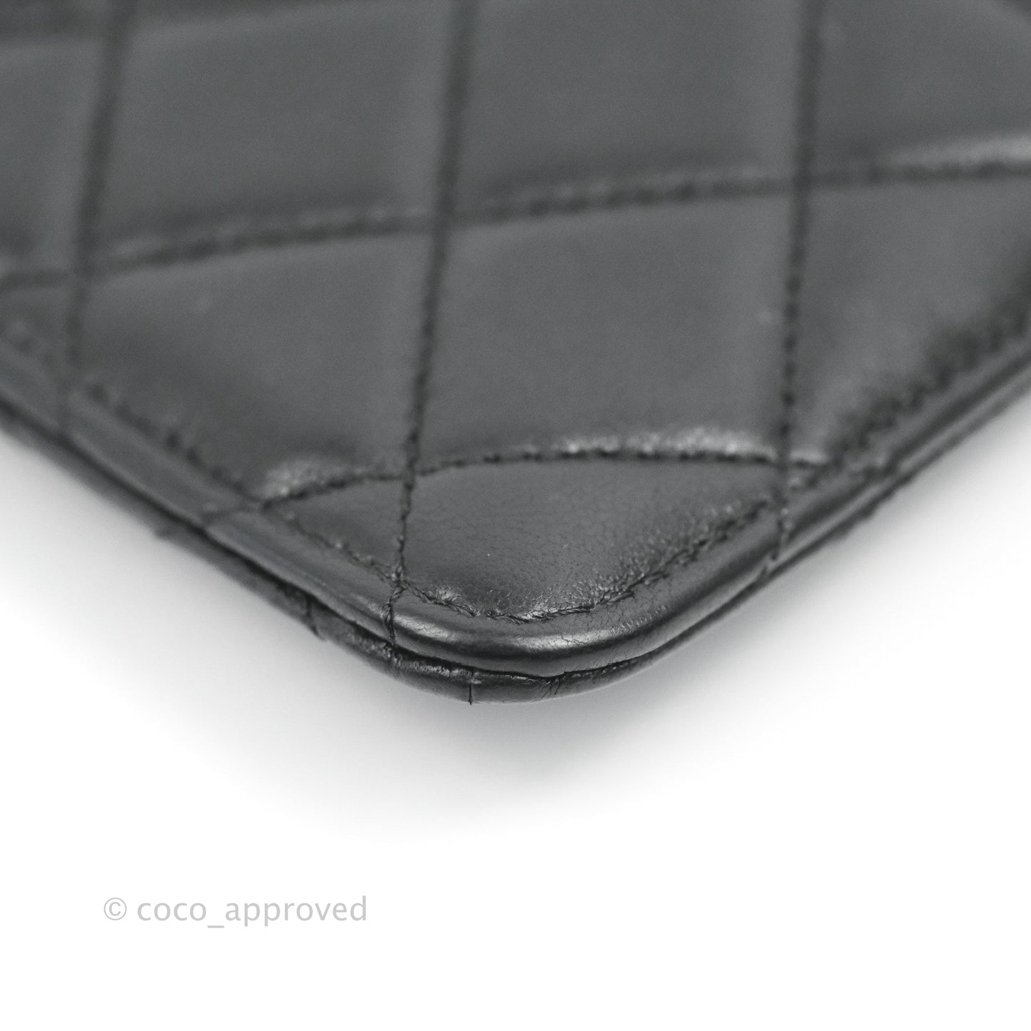 Chanel Black Lambskin Phone Holder Long Zip Wallet
