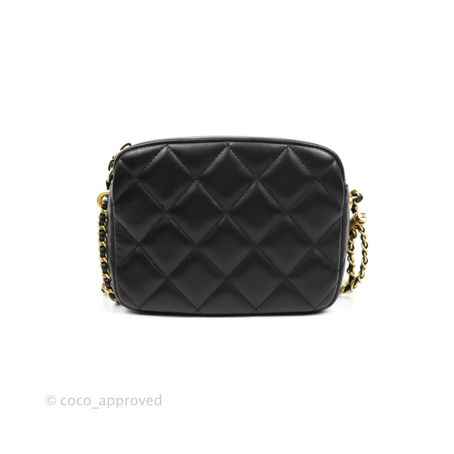 Chanel My Perfect Camera Pearl Adjustable Strap Black Lambskin Gold Hardware
