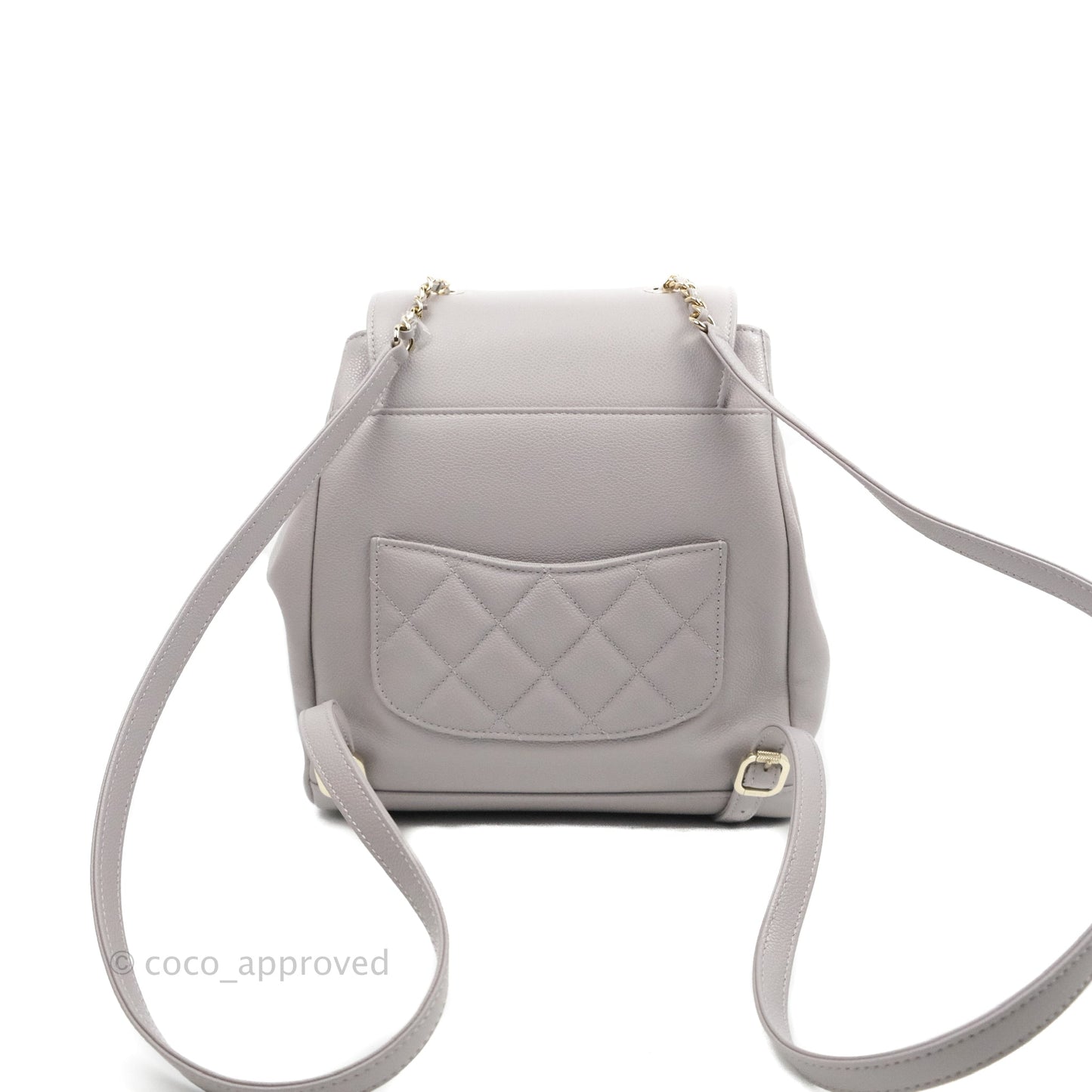 Chanel Quilted Business Affinity Backpack Grey Caviar Gold Hardware