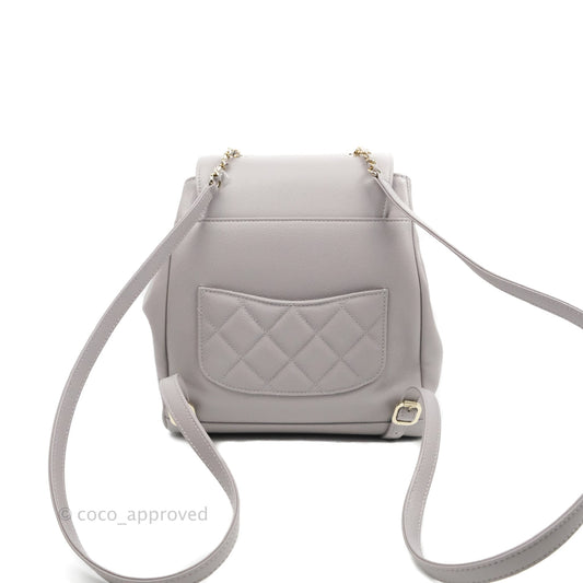 Chanel Quilted Business Affinity Backpack Grey Caviar Gold Hardware