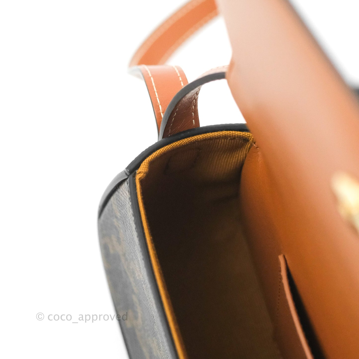 Celine Clutch on Strap Tabou Triomphe Canvas Tan Calfskin