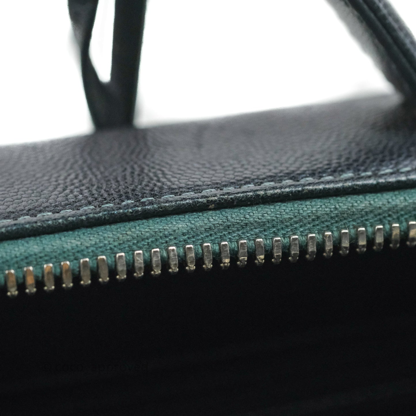 Chanel Quilted Medium CC Filigree Vanity Case Iridescent Dark Turquoise Caviar Rainbow Hardware