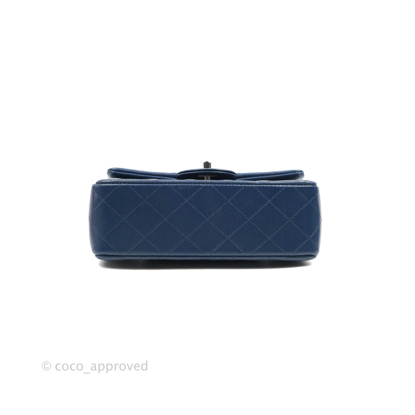 Chanel Quilted Mini Rectangular Flap Blue Caviar Silver Hardware 17B