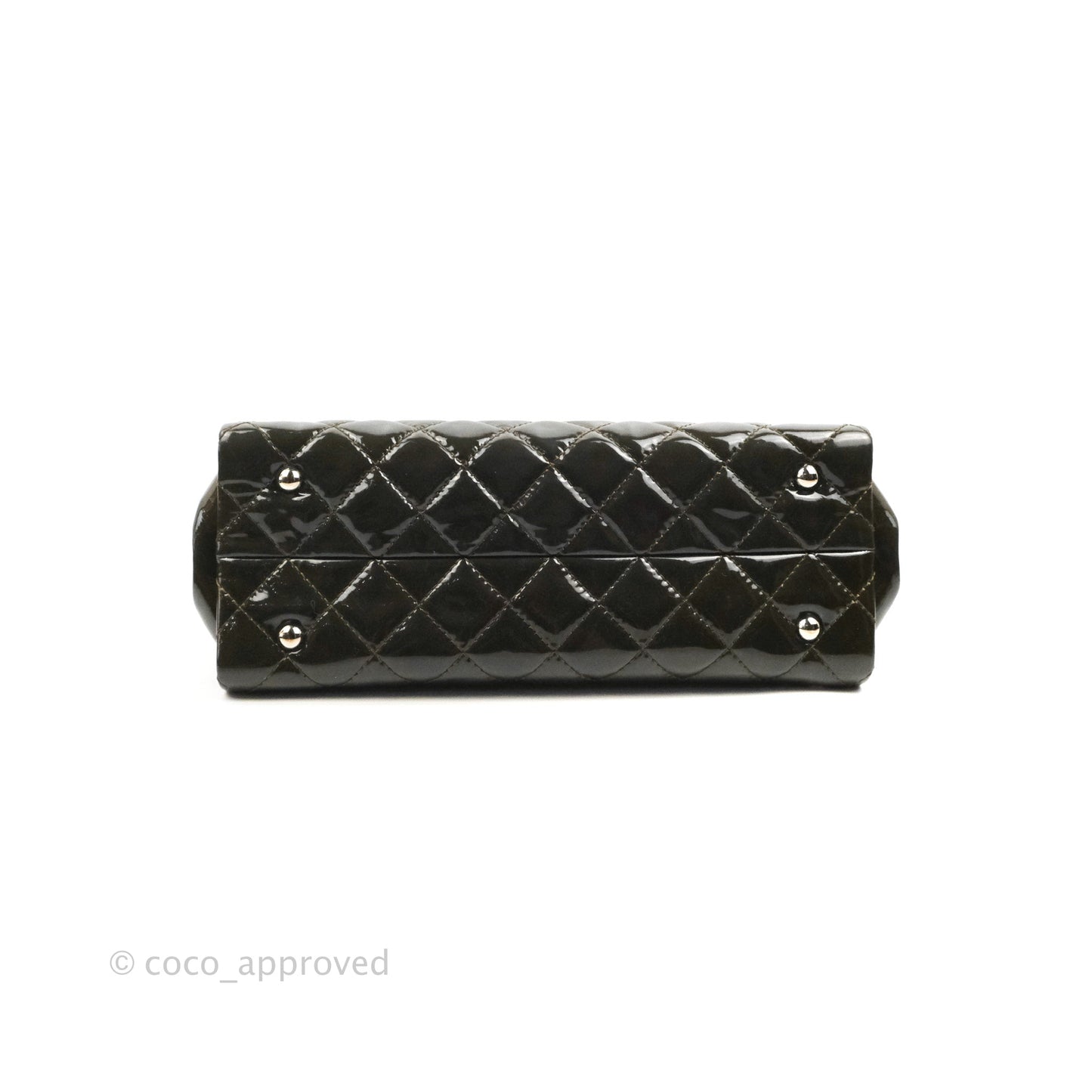 Chanel CC Tote Quilted Dark Green Patent Silver Hardware