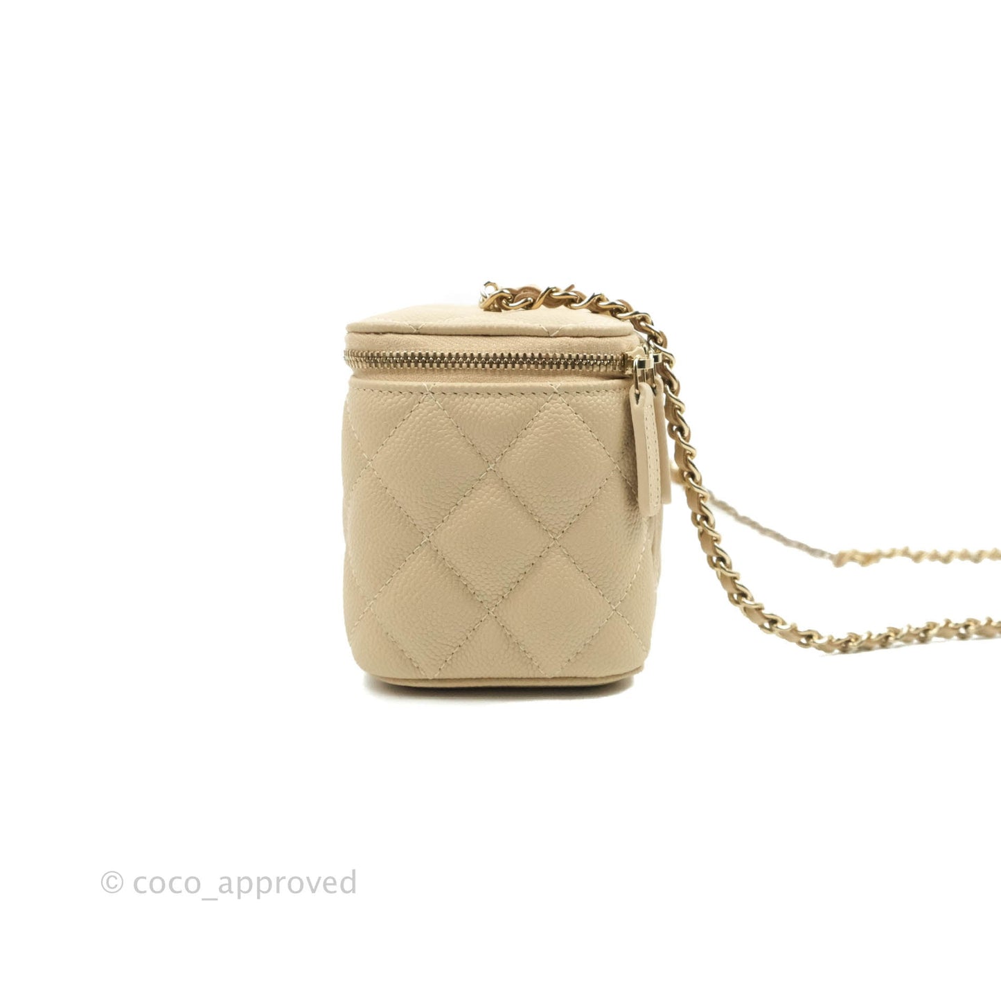 Chanel Vanity with CC Chain Light Beige Caviar Gold Hardware